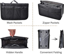 
                        
                          Load image into Gallery viewer, Vercord Purse Organizer Insert for Handbags Bag Organizers Inside Tote Pocketbook Women Nurse Nylon 13 Pockets Black Medium
                        
                      