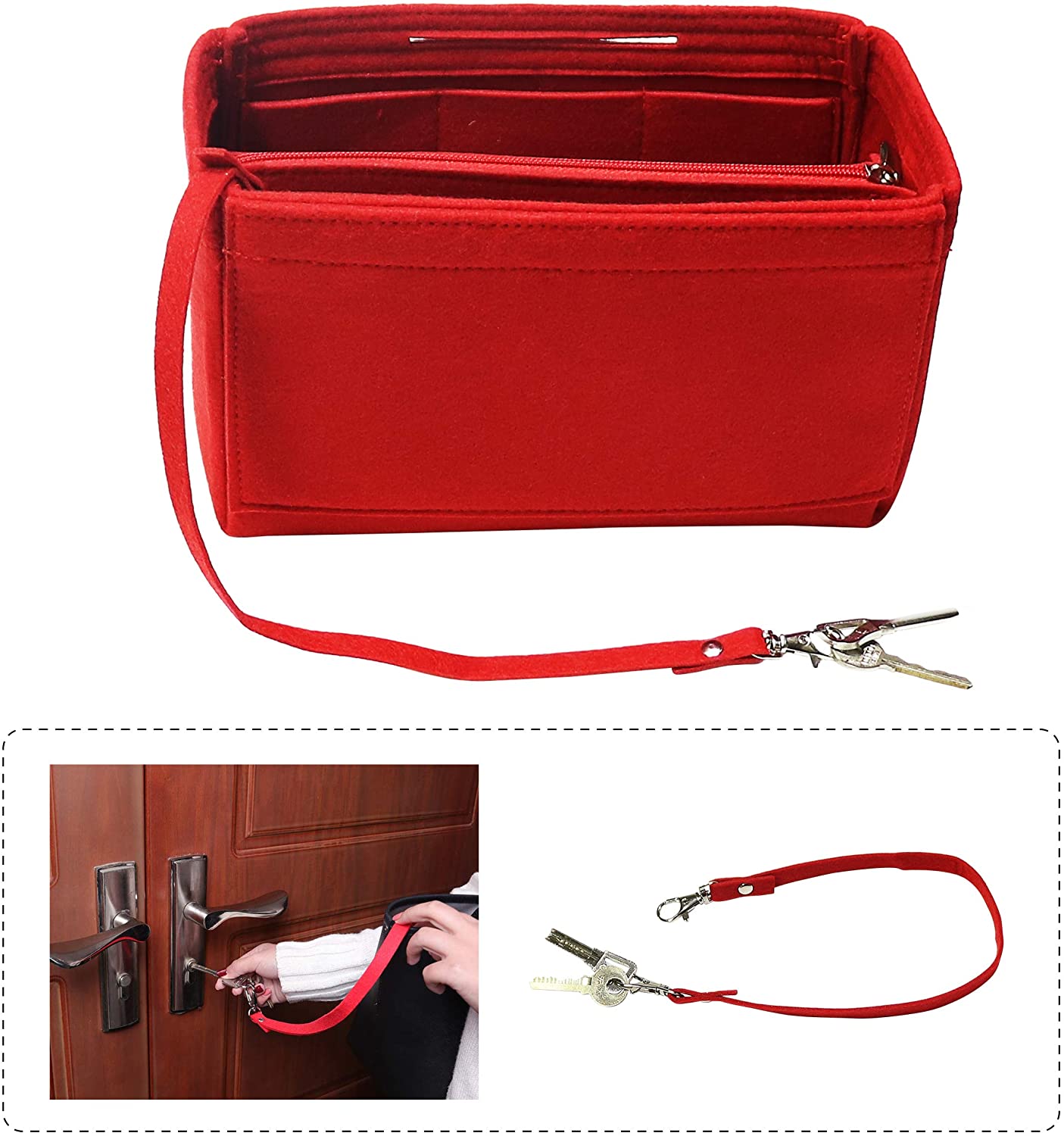 Purse Handbag Organizer Insert, MISIXILE Felt Bag Organizer with Handles