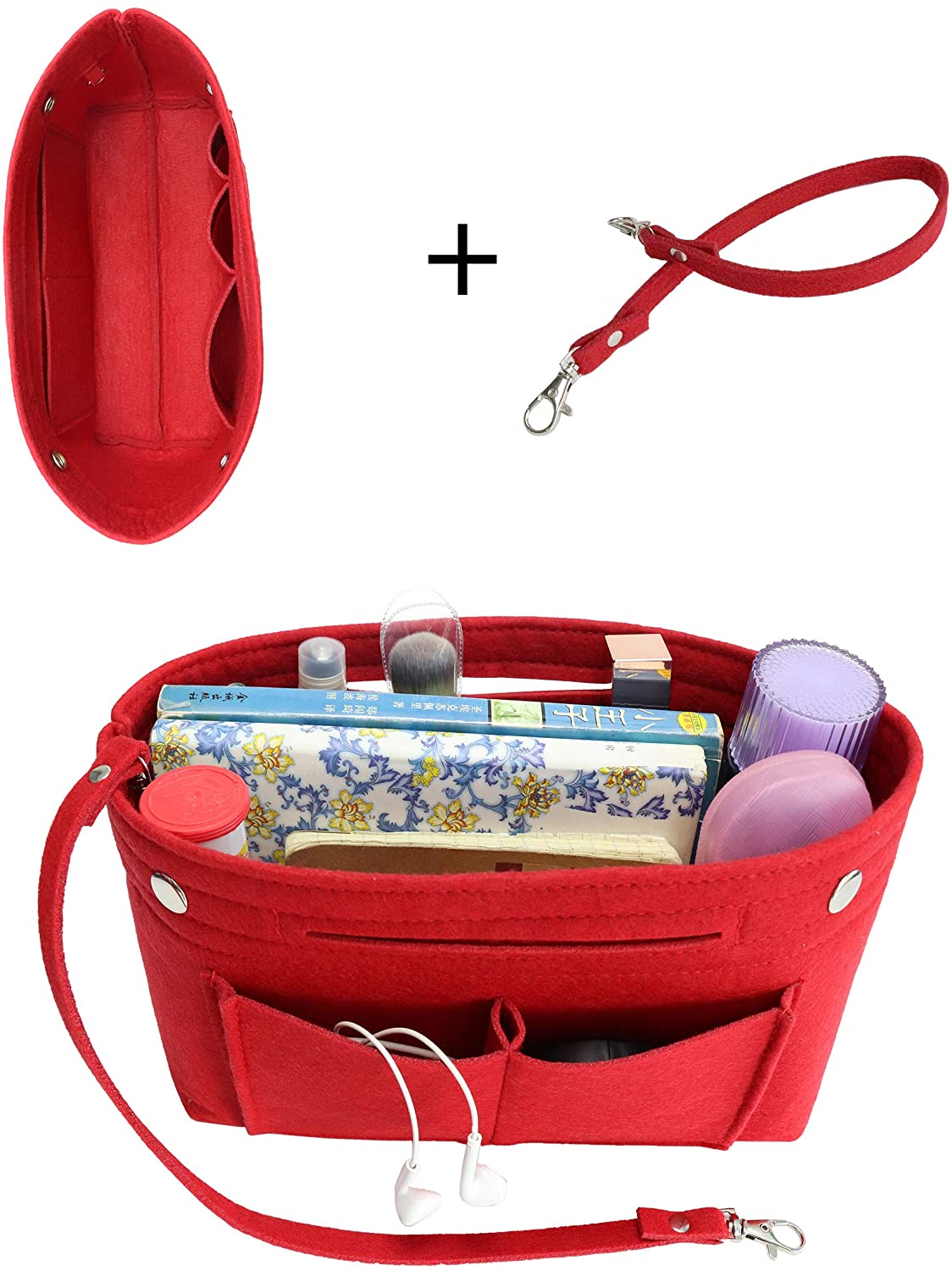 MISIXILE Felt Purse Organizer Insert Handbag Organizer,Tote Bag in Bag Organizer Fits Speedy Neverfull with Handles Keychain