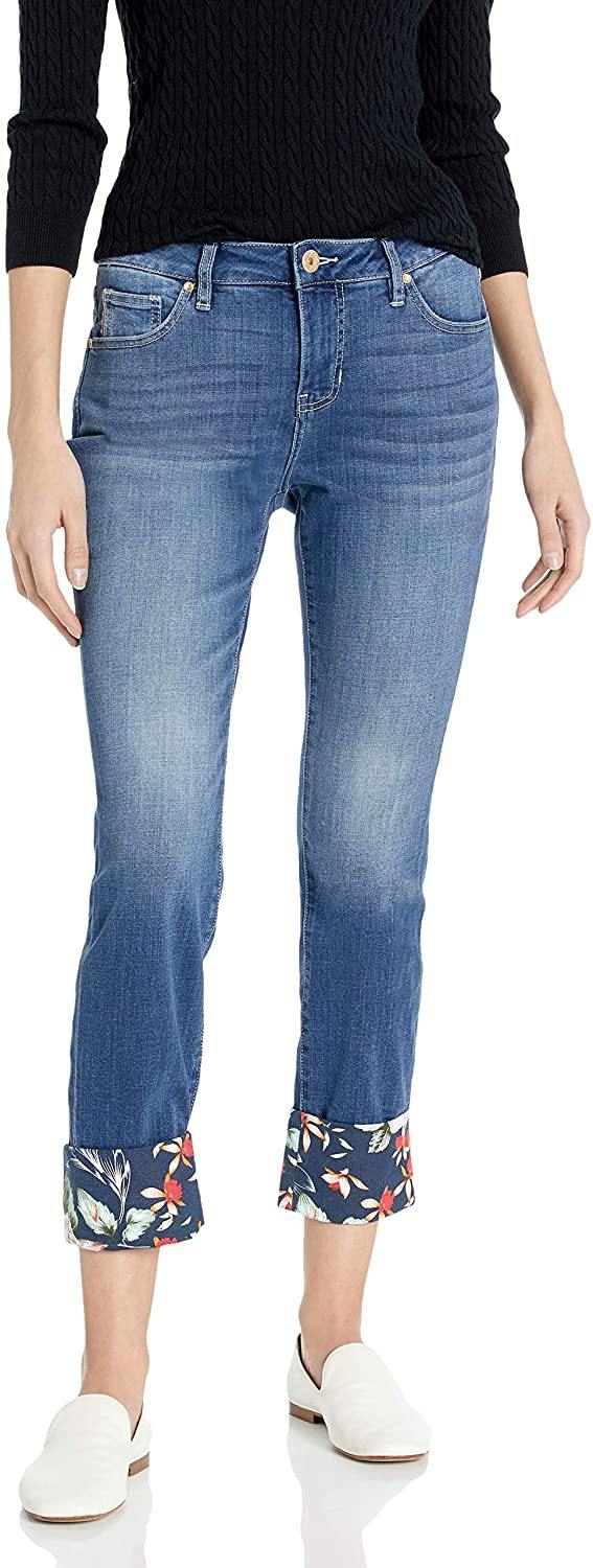Jag Jeans Women's Carter Girlfriend W/Floral Cuff Jean