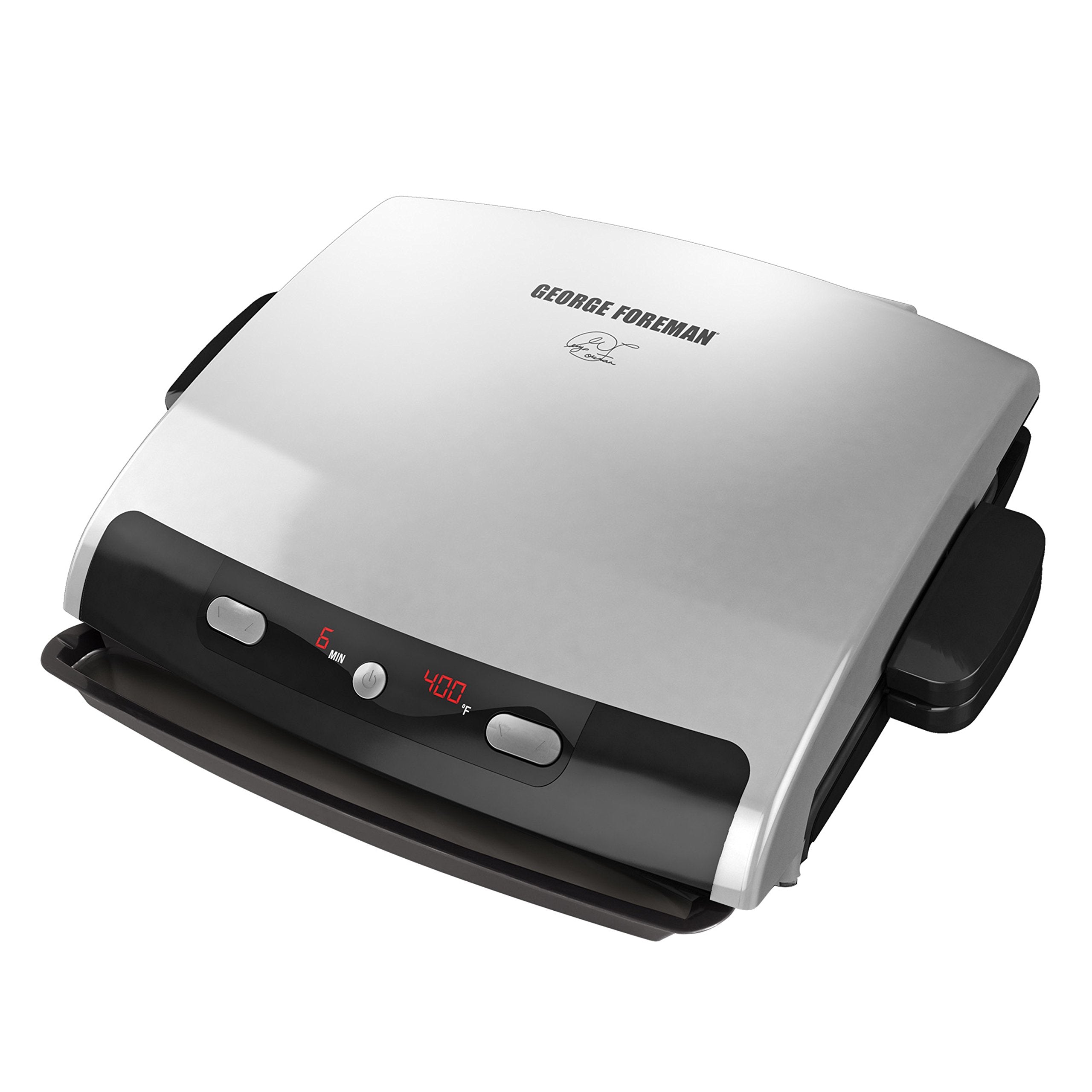 George Foreman 6-Serving Removable Plate Grill and Panini Press, Silver, GRP99,Silver and Black - JOY2ESpree