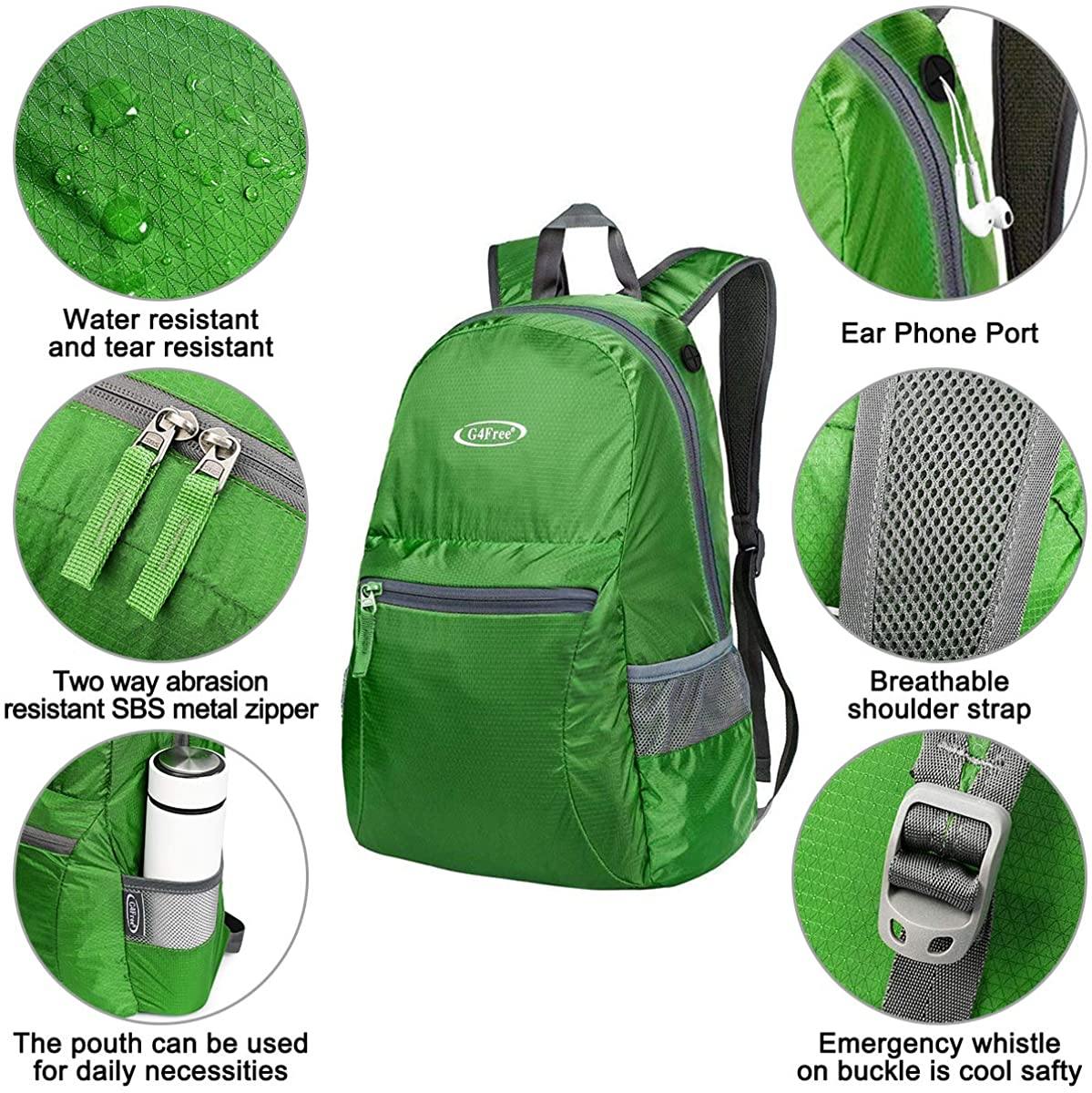 G4Free Ultra Lightweight Packable Backpack Travel Hiking Daypack Handy Foldable Water Resistant Camping Outdoor Backpack - JOY2ESpree