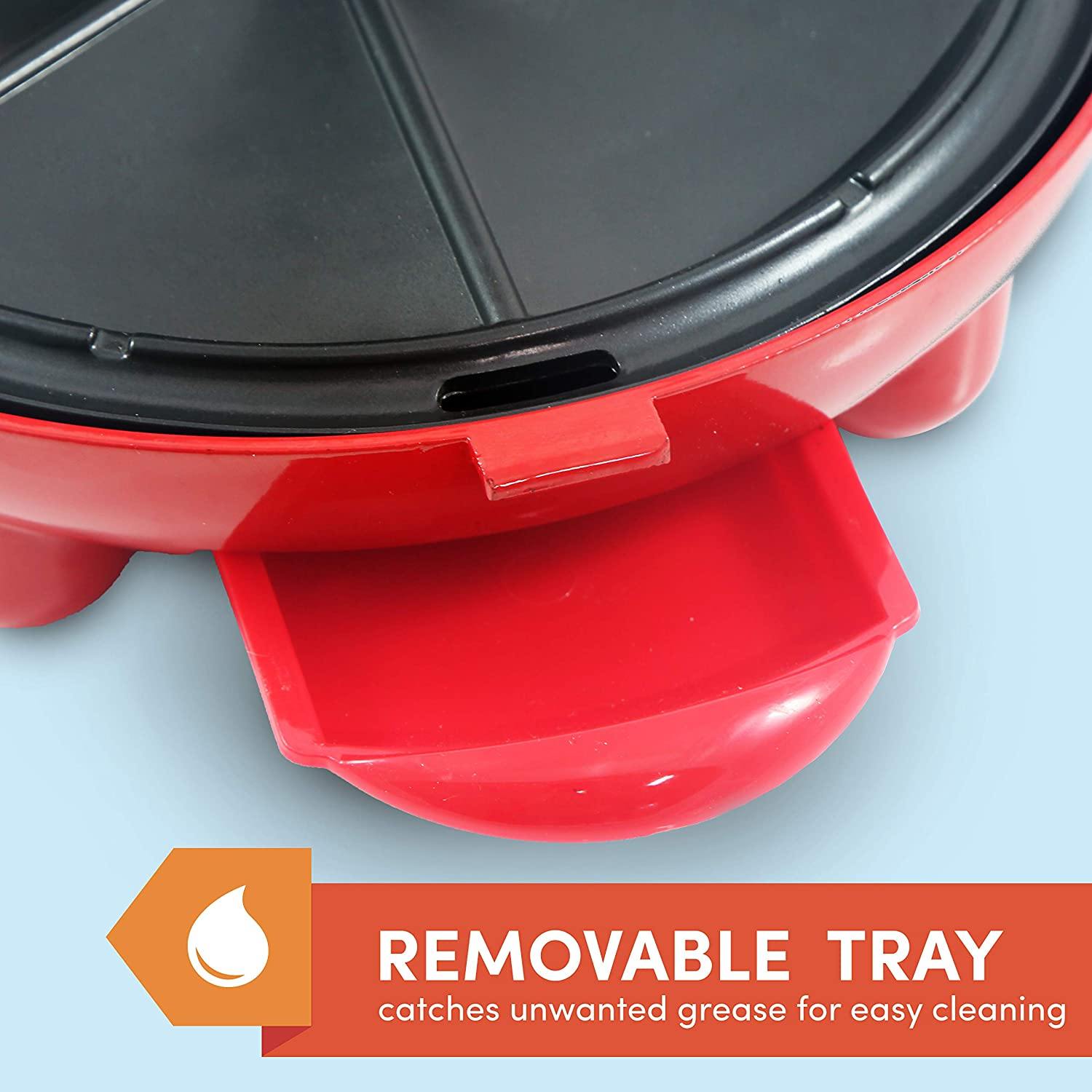 Elite Gourmet Mexican Taco Tuesday Quesadilla Maker, Easy-Slice 6-Wedge, Grilled Cheese, 11 Inch, Red - JOY2ESpree