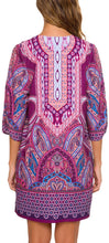 
                        
                          Load image into Gallery viewer, Women Bohemian Neck Tie Vintage Printed Ethnic Style Summer Shift Dress
                        
                      