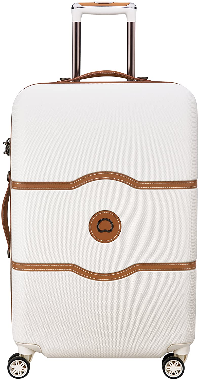 DELSEY Paris Chatelet Hardside Luggage with Spinner Wheels, Chocolate Brown, Checked-Large 28 Inch, with Brake