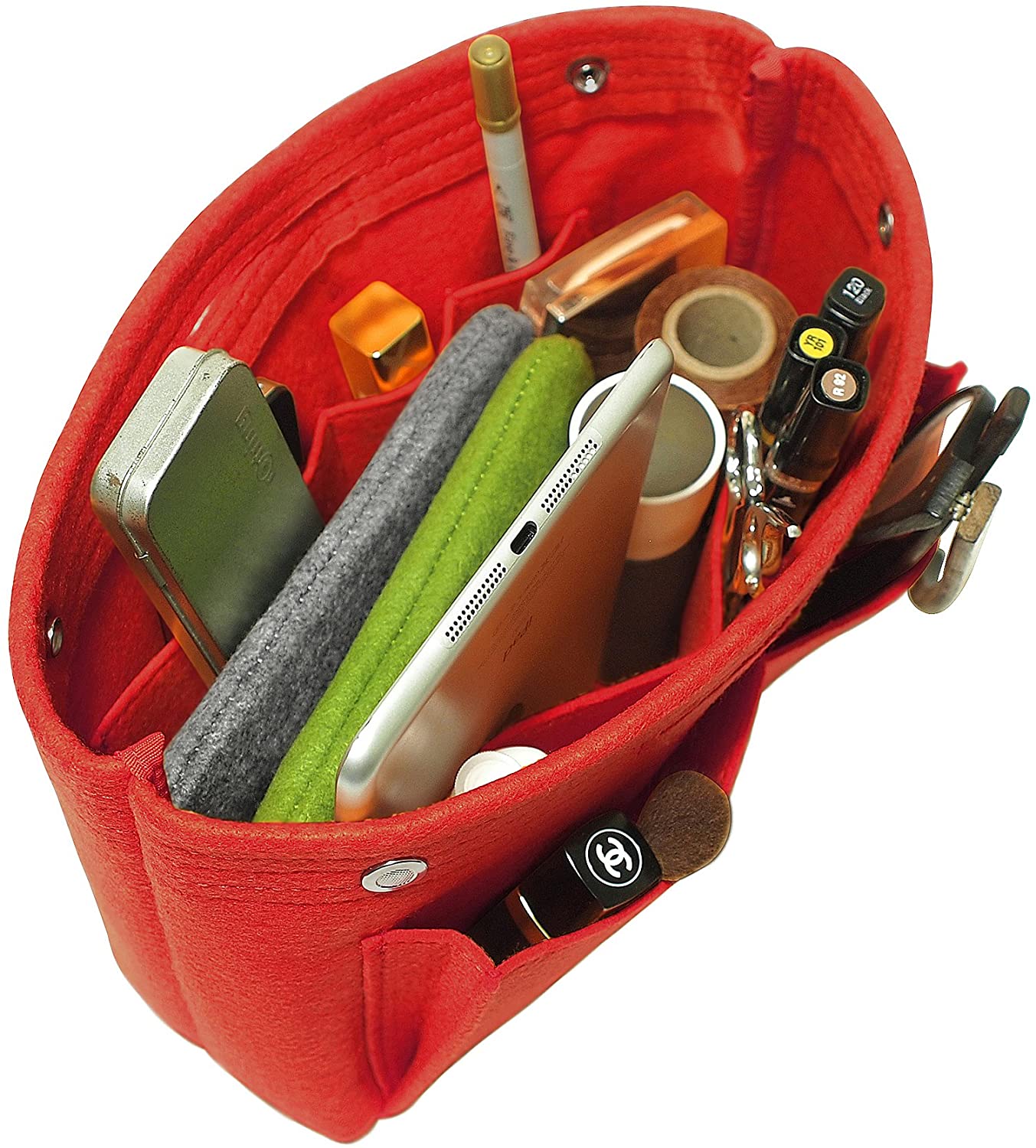 TOPHOME Insert Handbag Organizer Bag in Bag Cosmetic Storage Makeup Bag Organizers Felt Container Organizer Storage Organizing Home Girl Handbag Grey