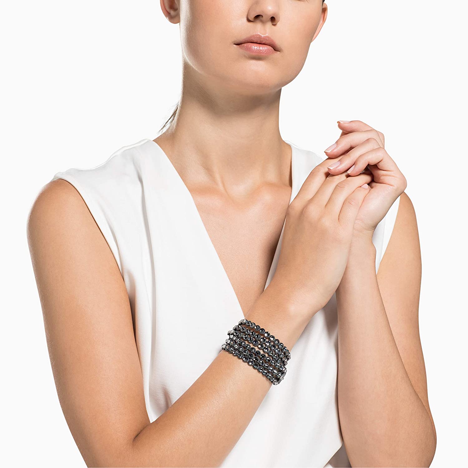 SWAROVSKI Women's Leather Look Crystal Power Bracelet Collection - JOY2ESpree