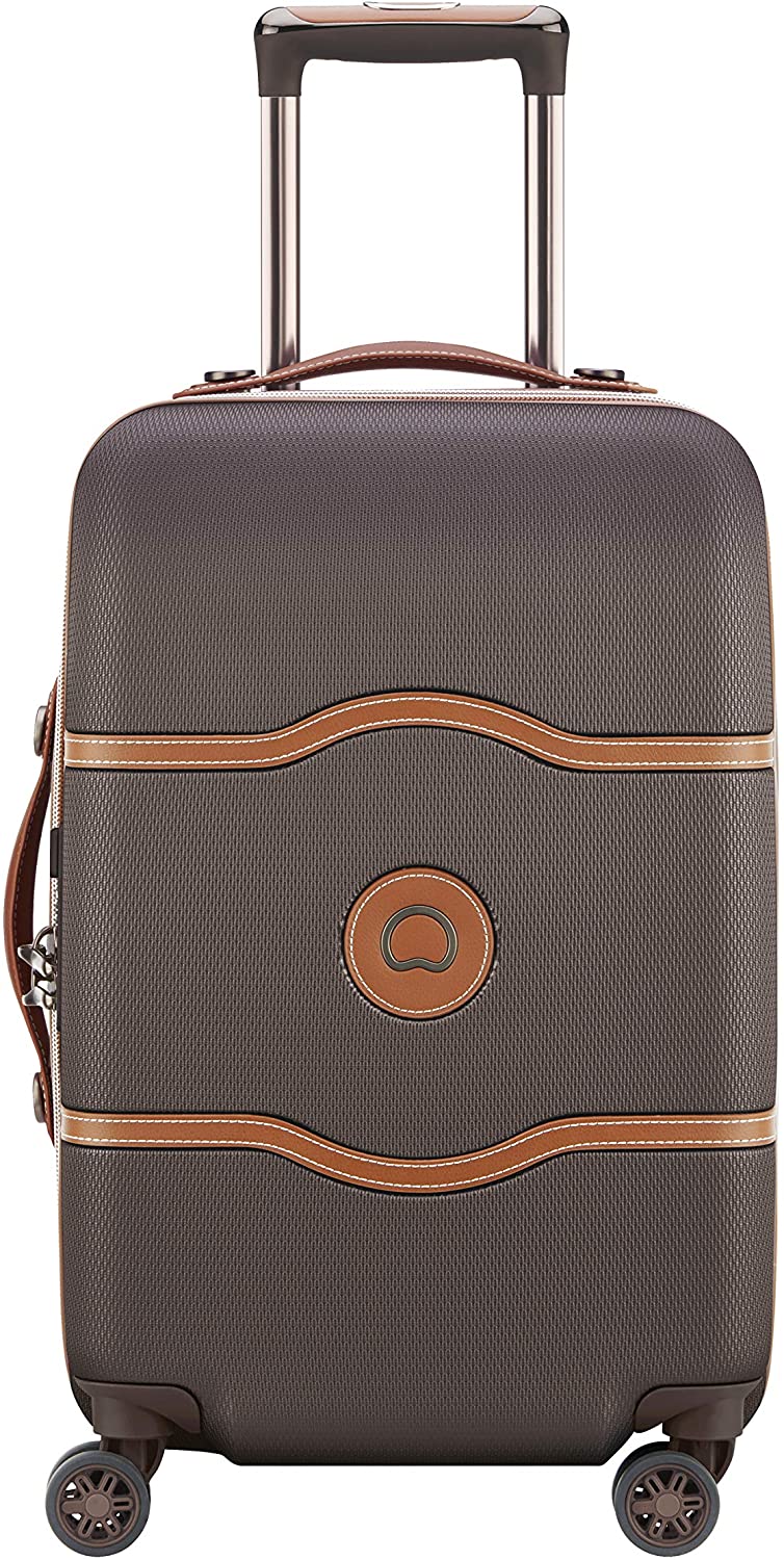 DELSEY Paris Chatelet Hardside Luggage with Spinner Wheels, Chocolate Brown, Checked-Large 28 Inch, with Brake