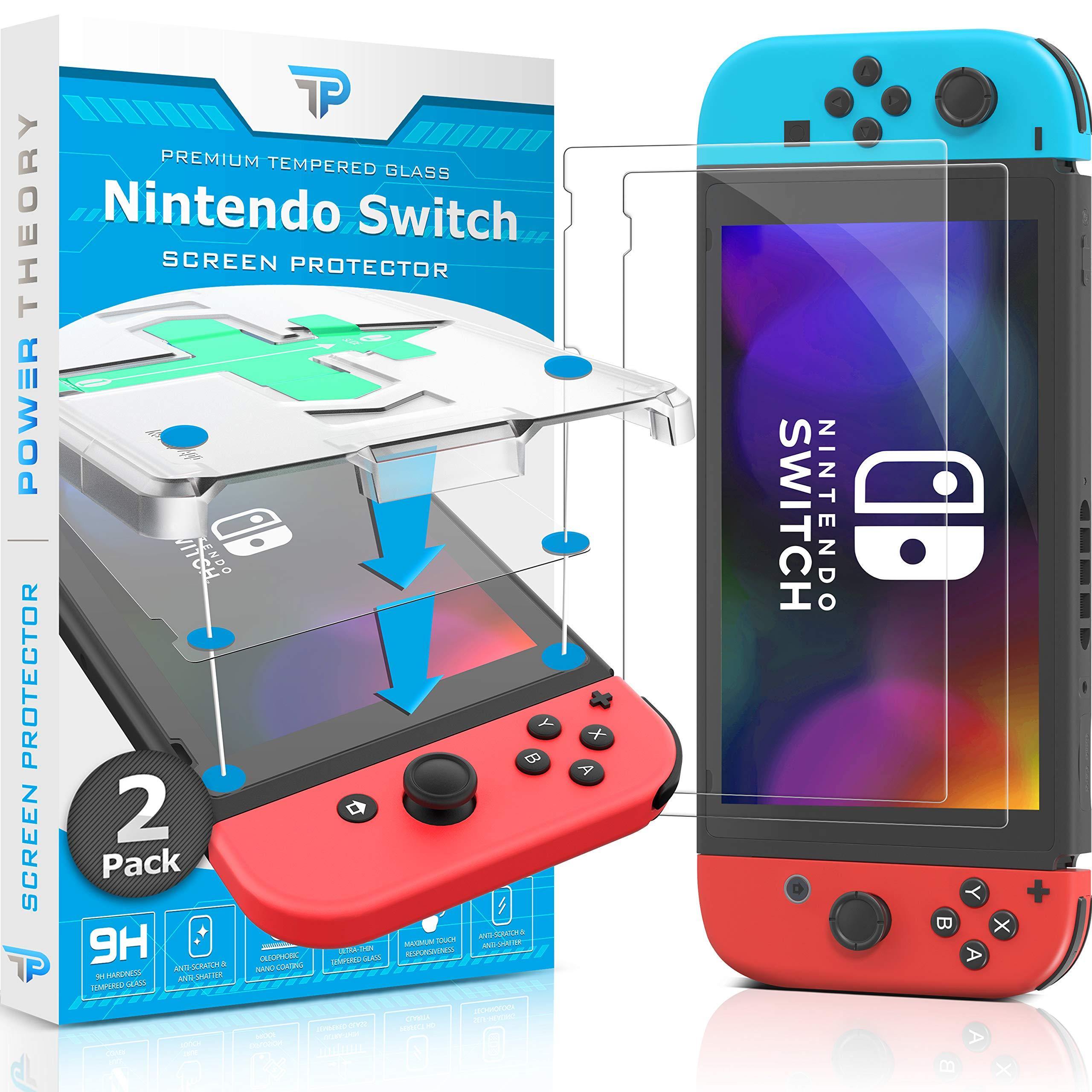 Power Theory Screen Protector for Nintendo Switch [2-Pack] with Easy Install Kit [Premium Tempered Glass for Switch Console] - JOY2ESpree