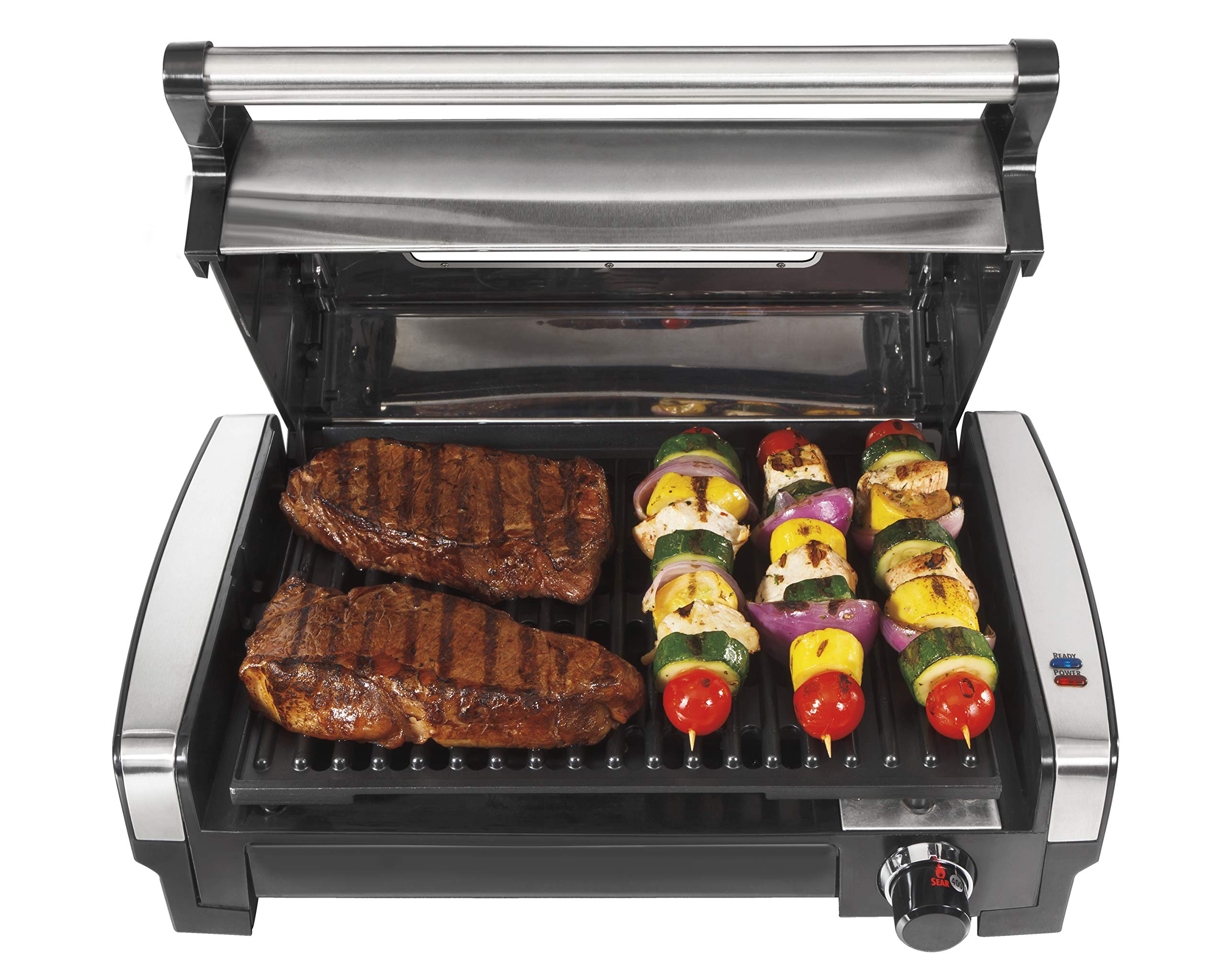 Hamilton Beach Electric Indoor Searing Grill with Viewing Window and Removable Easy-to-Clean Nonstick Plate - JOY2ESpree