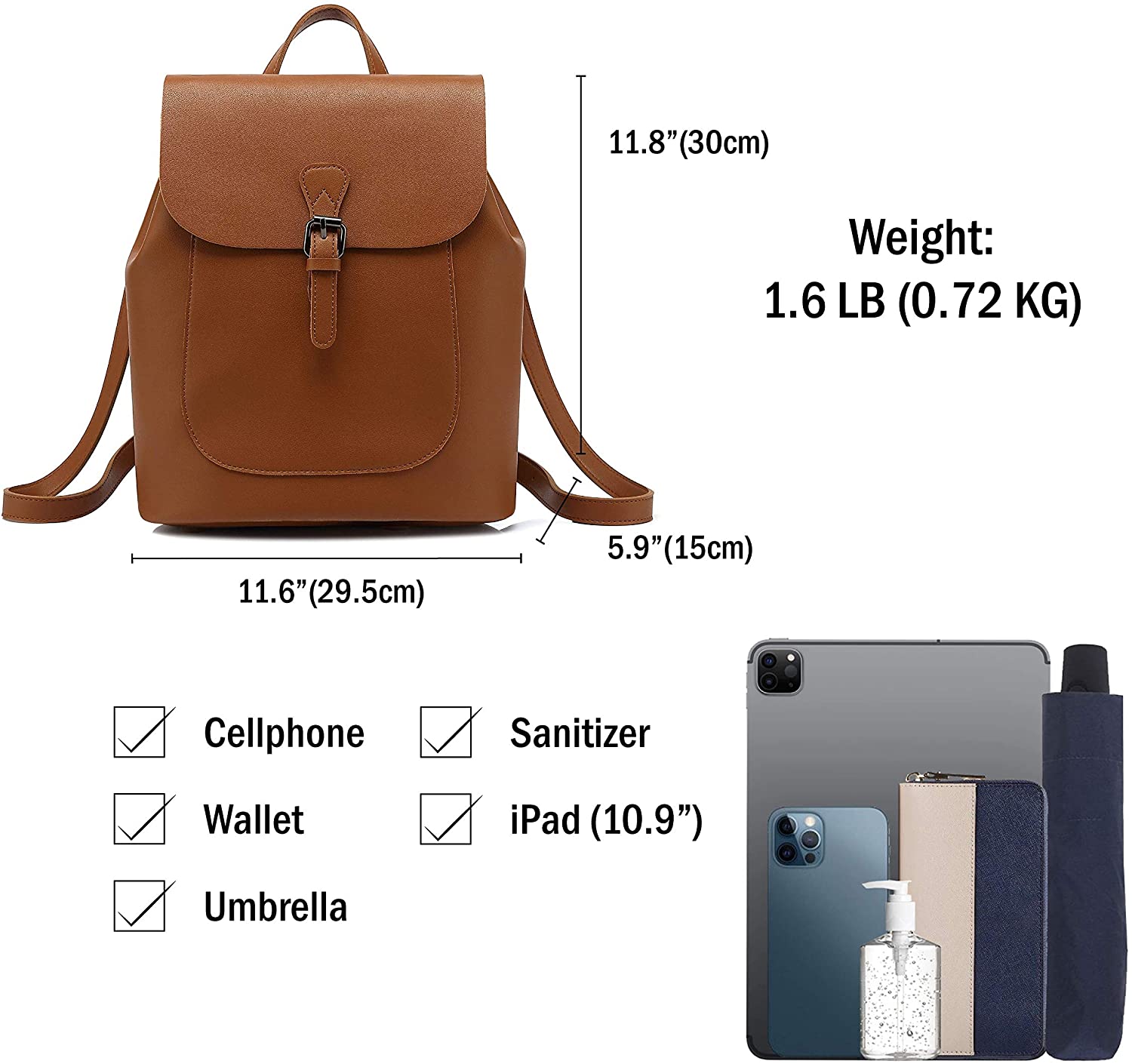 Scarleton Casual Fashion Backpack, Purses for women, Backpack for Women, Fashion Backpack for Women, H160801 - Black