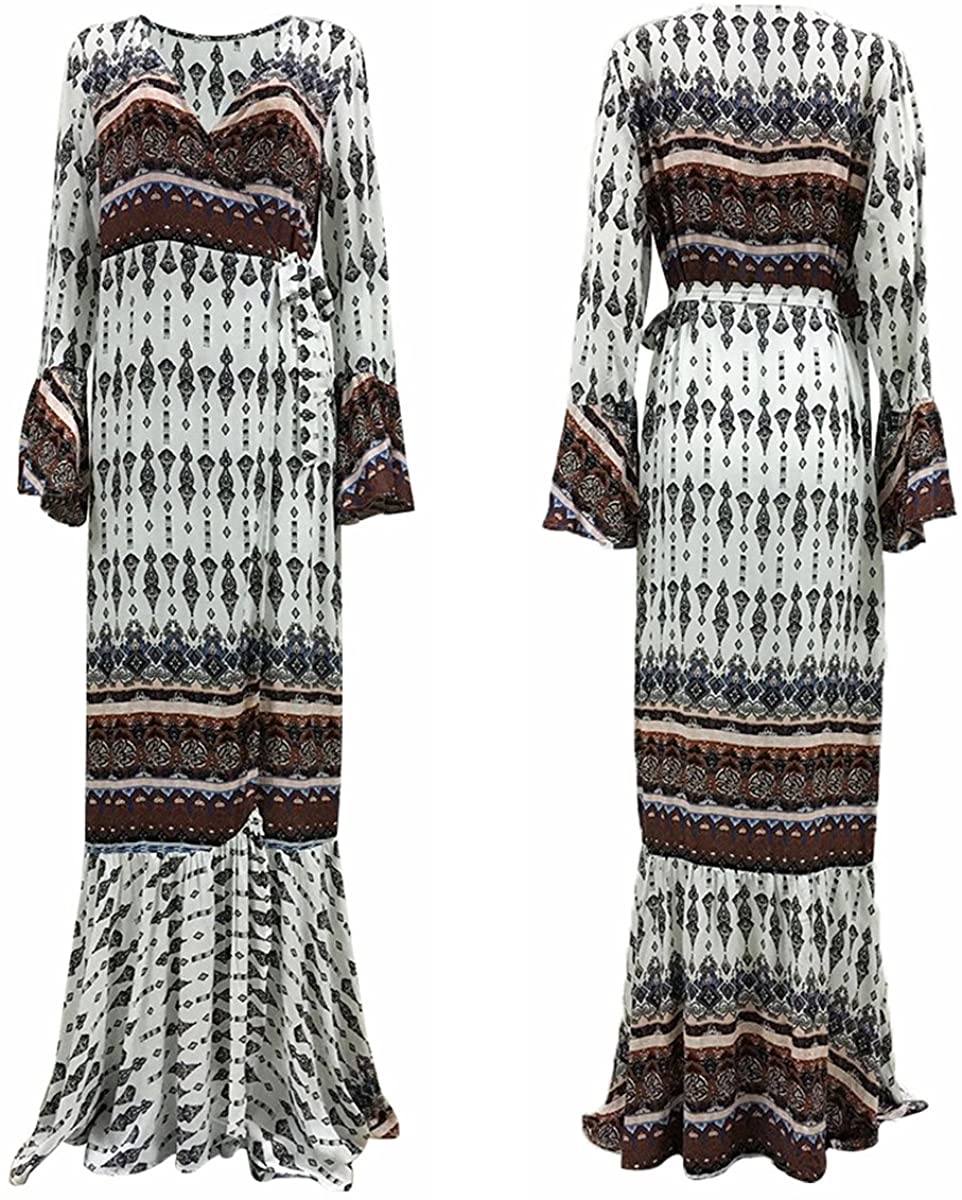 R.Vivimos Womens Summer Long Sleeve Cardigan Sexy Maxi Dresses