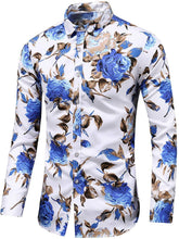 
                        
                          Load image into Gallery viewer, LEFTGU Men's Slim fit Floral Printed Beach Hawaiian Button-Down Dress Shirt
                        
                      