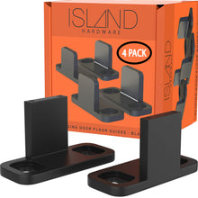
                        
                          Load image into Gallery viewer, Sliding Barn Door Floor Guides - Black Closet Door Guides (4 Pack) by Island Hardware
                        
                      