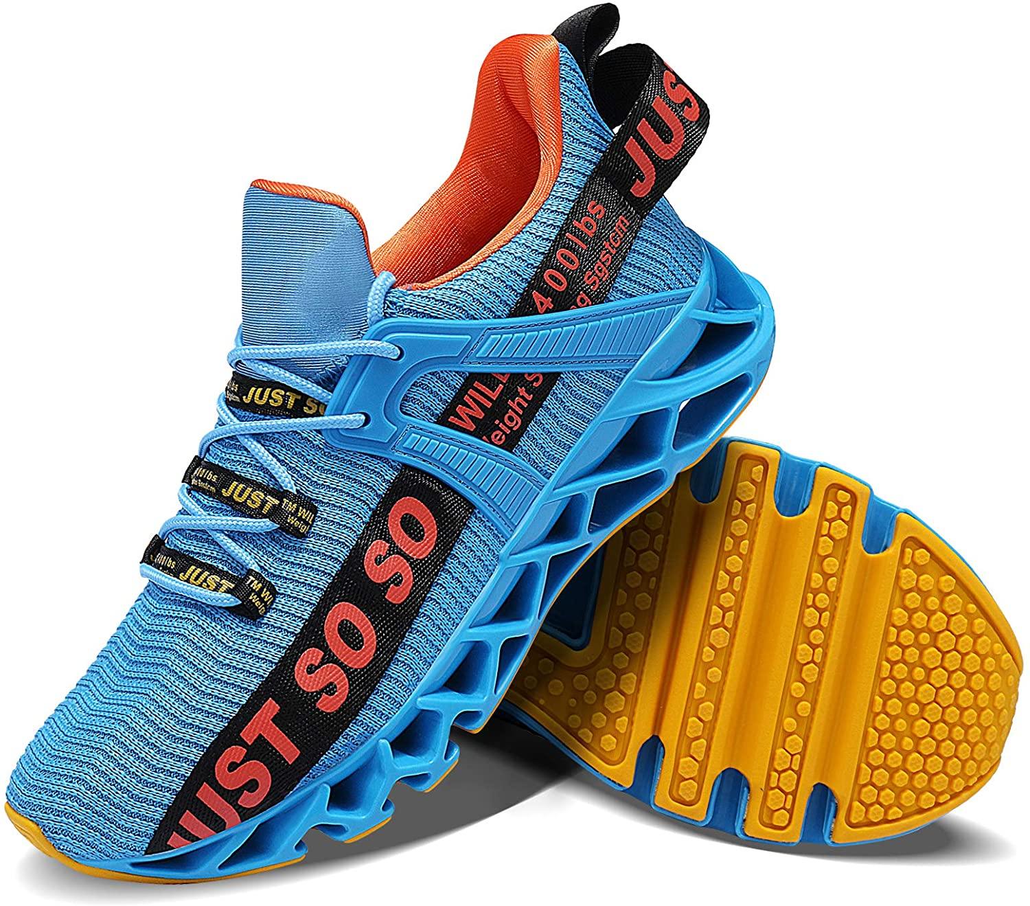 JSLEAP Mens Running Shoes Walking Non Slip Blade Type Sneakers