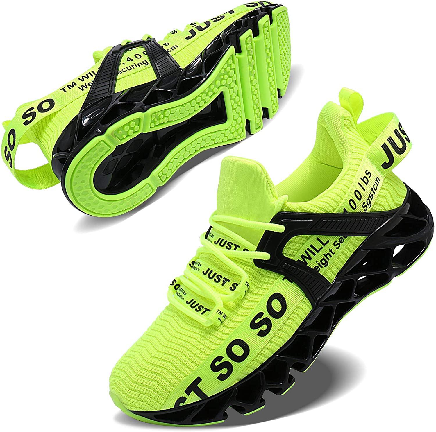 JSLEAP Mens Running Shoes Walking Non Slip Blade Type Sneakers