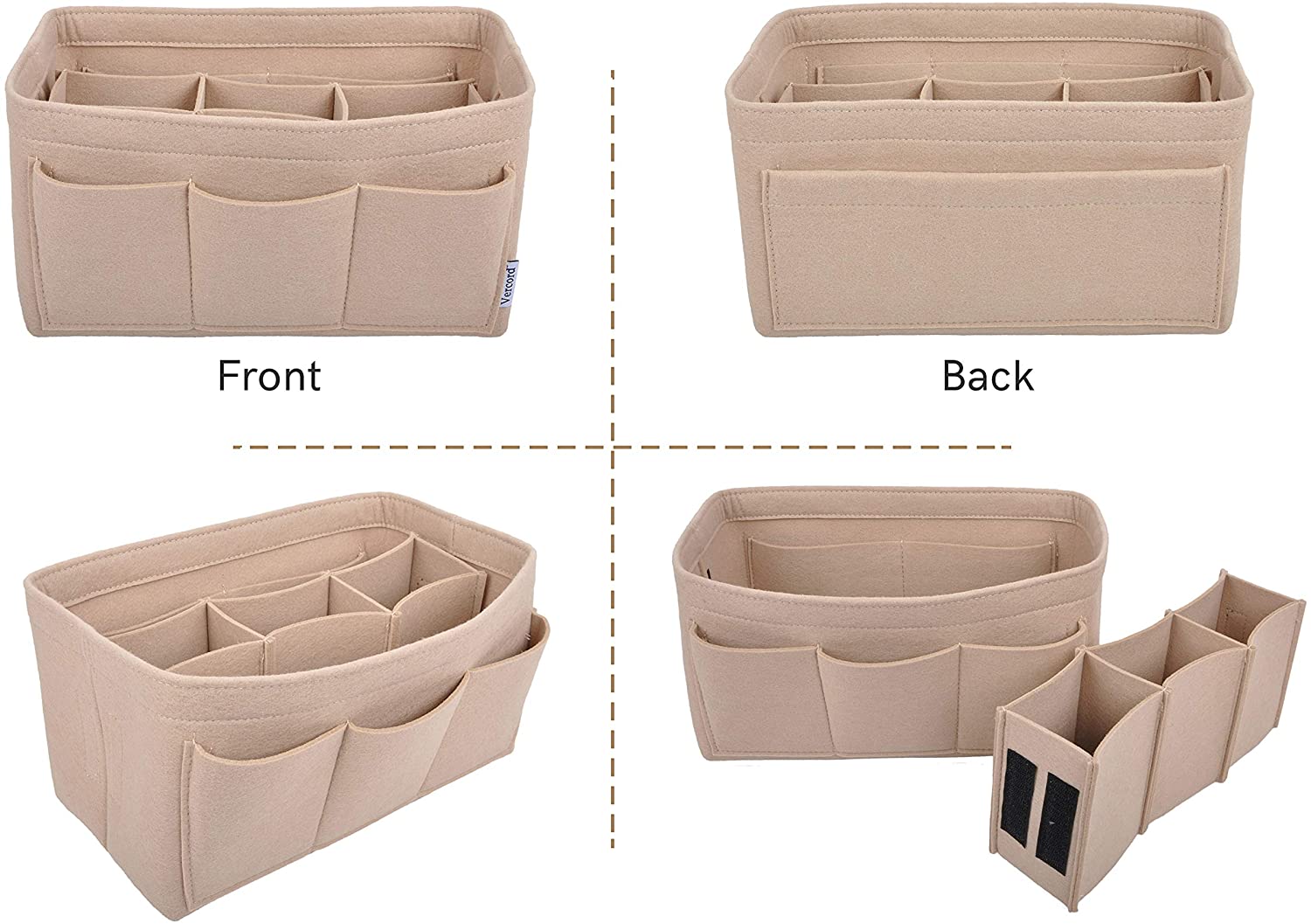 Vercord Felt Purse Organizer Handbag Insert Liner Shaper Bag in Bags for Speedy Neverfull Tote