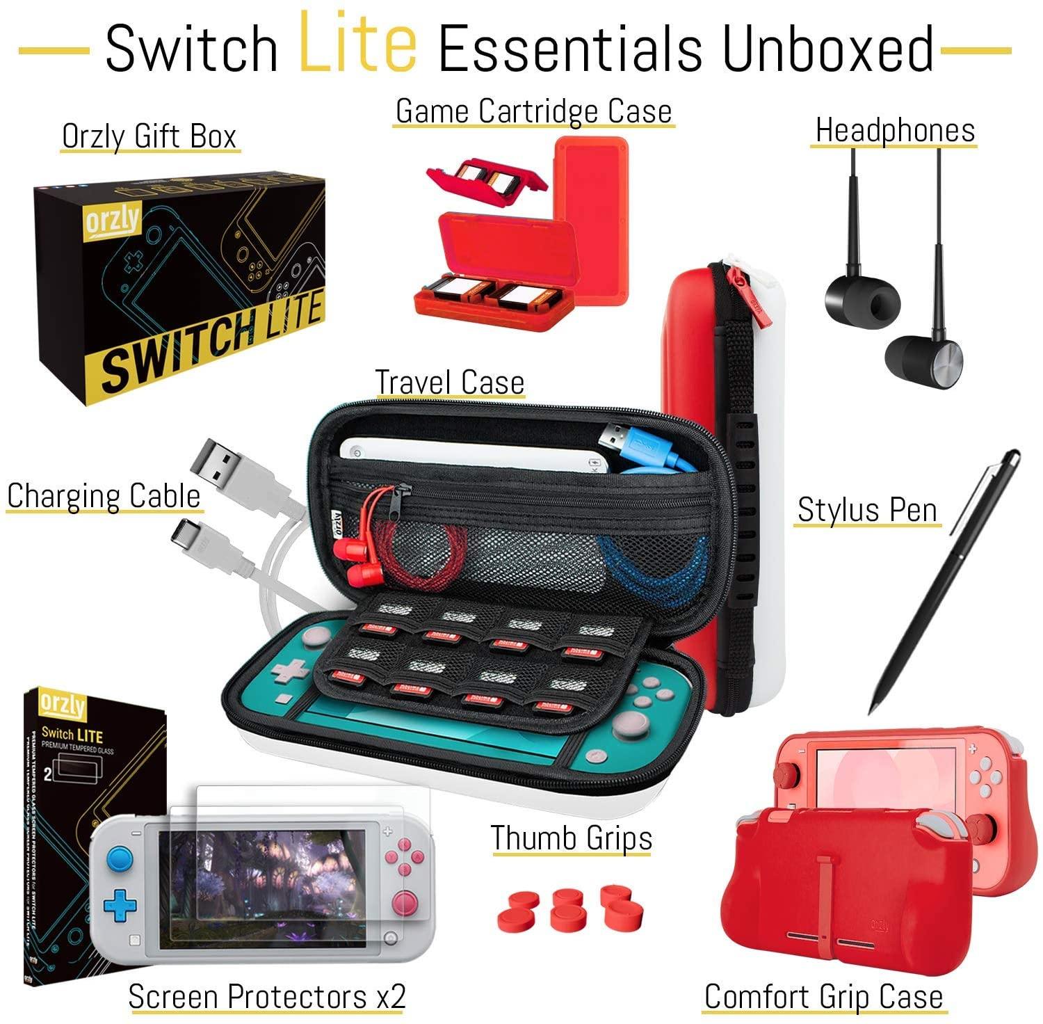 Orzly Accessories Bundle Compatible for use with Nintendo Switch Lite - JOY2ESpree