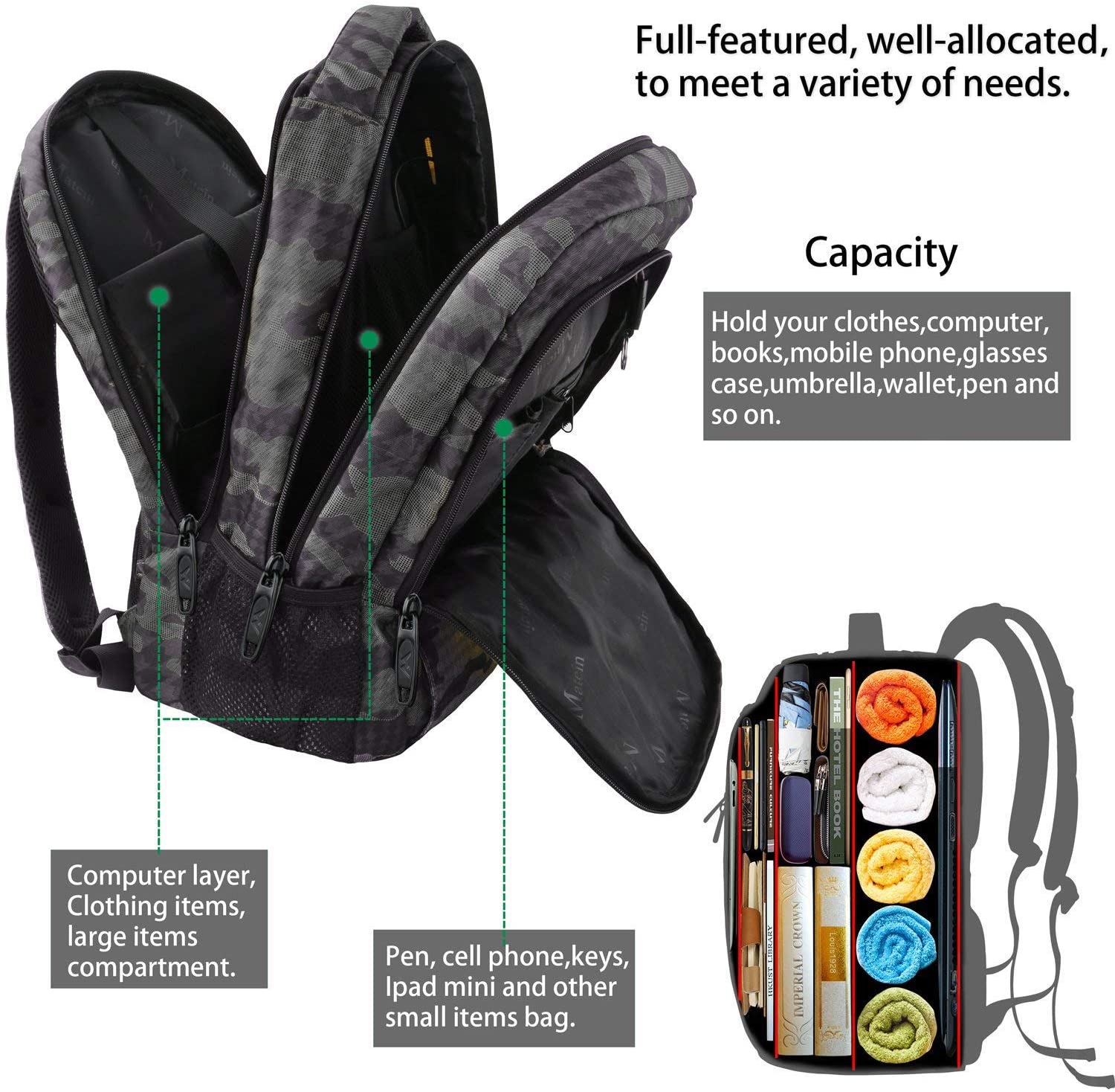 Matein Travel Laptop Backpack, Business Anti Theft Slim Durable Laptops Backpack