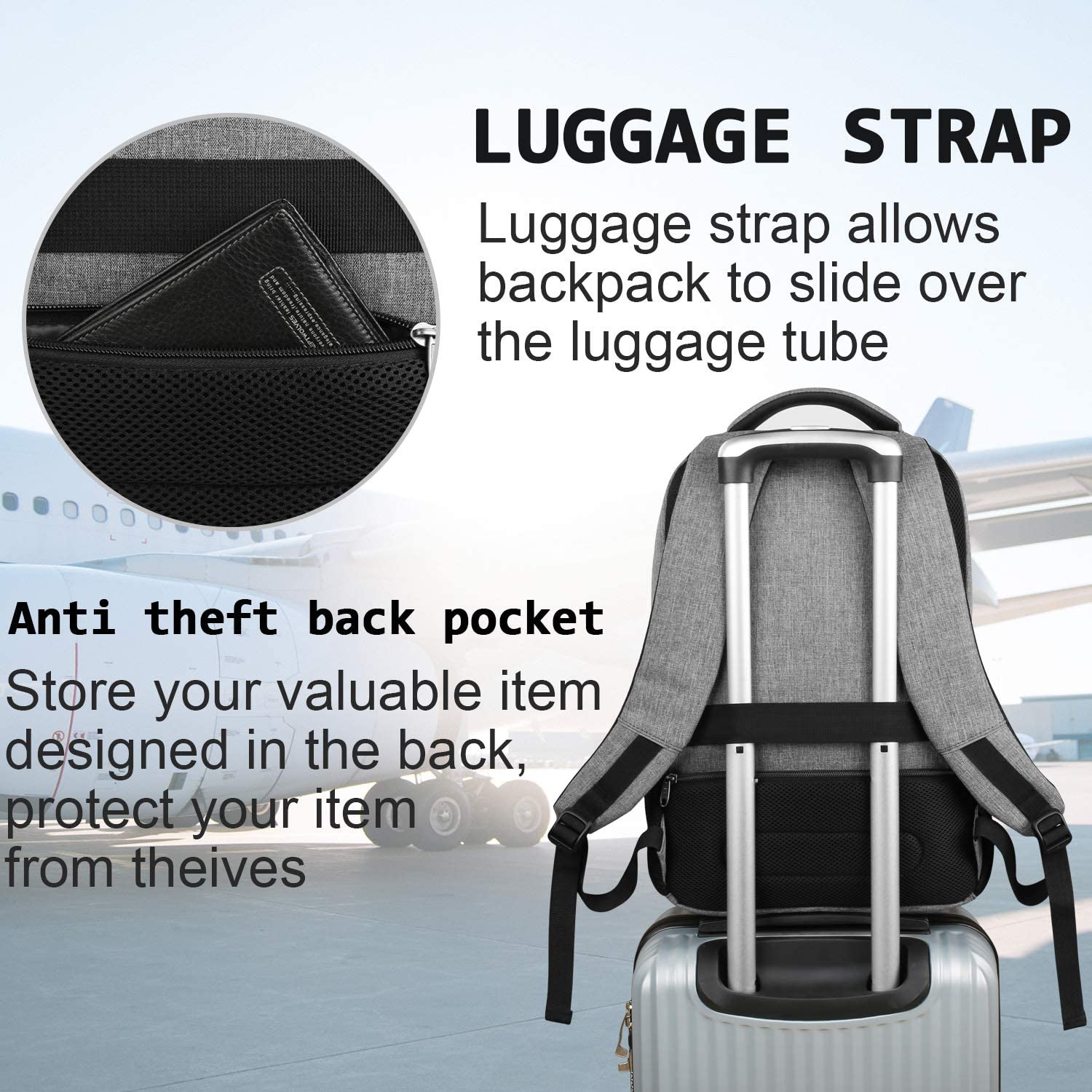 Laptop Backpack,Business Travel Anti Theft Slim Durable Laptops Backpack with USB Charging Port