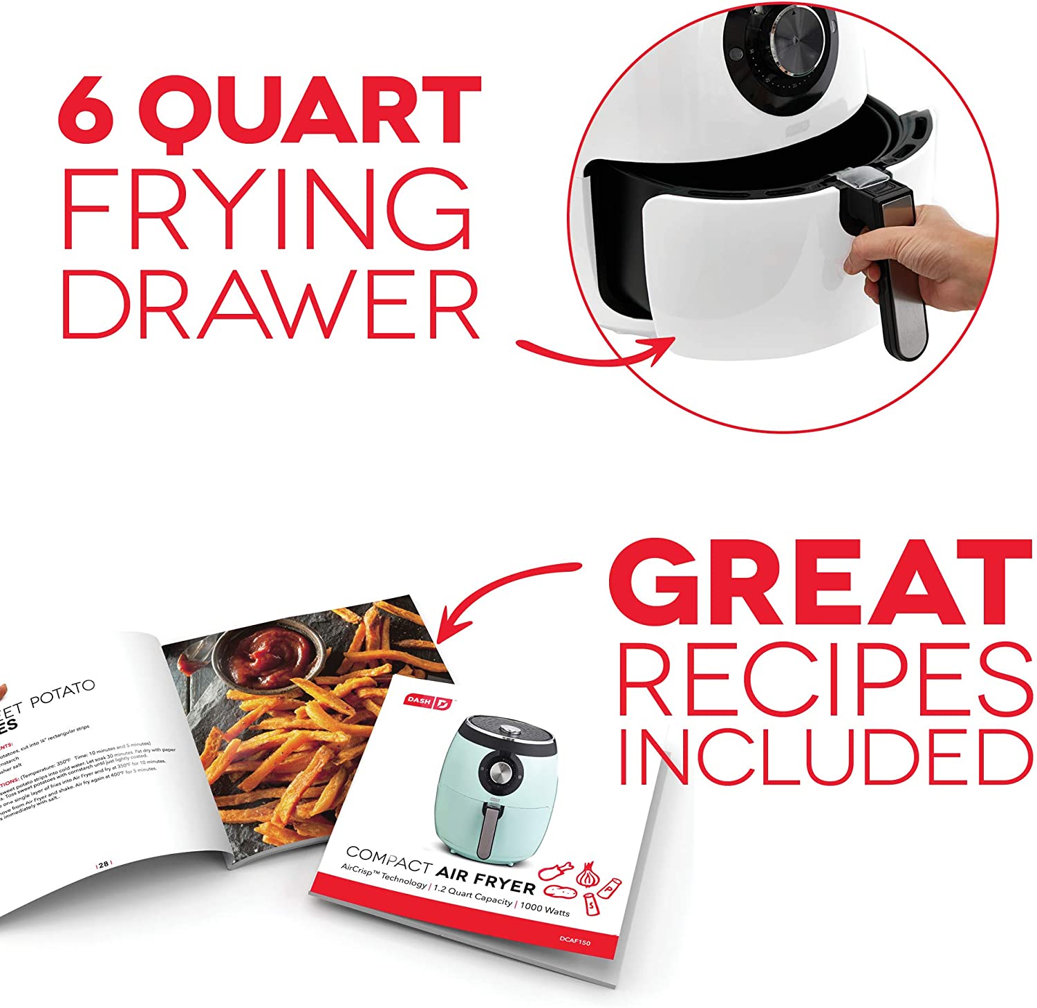 Dash DFAF455GBAQ01 Deluxe Electric Air Fryer + Oven Cooker with Temperature Control
