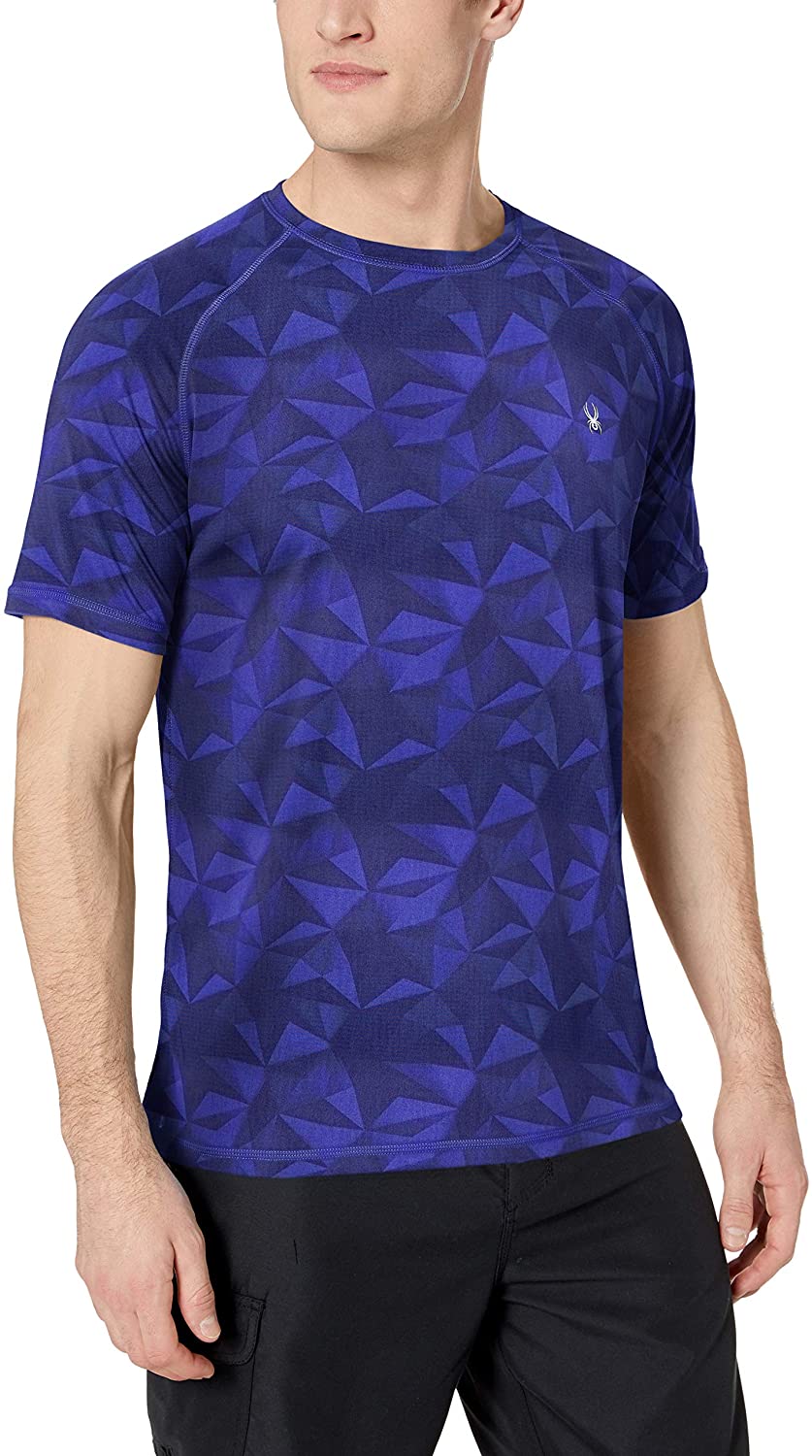Spyder Men's Hydro Stretch Swim T-Shirt - Quick Dry Short Sleeve Rash Guard Tee