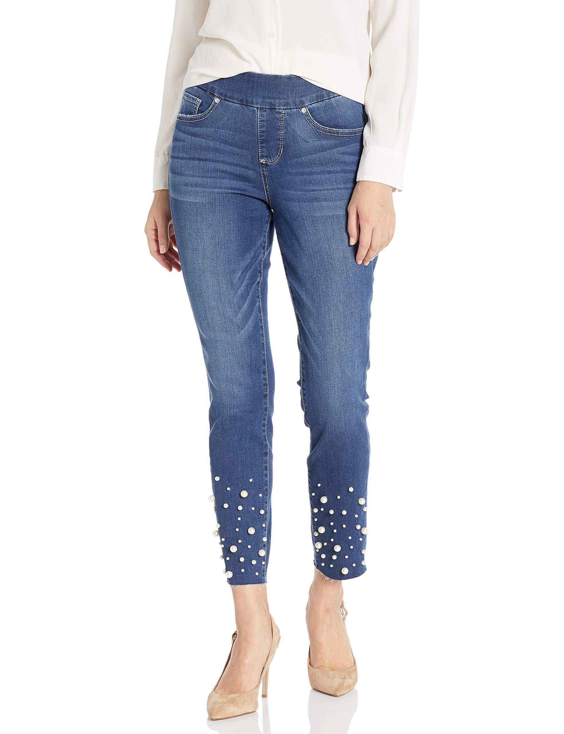 Jag Jeans Women's Ava Slim Ankle Pull on Jean W/Pearls