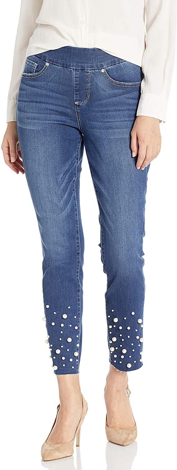 Jag Jeans Women's Ava Slim Ankle Pull on Jean W/Pearls