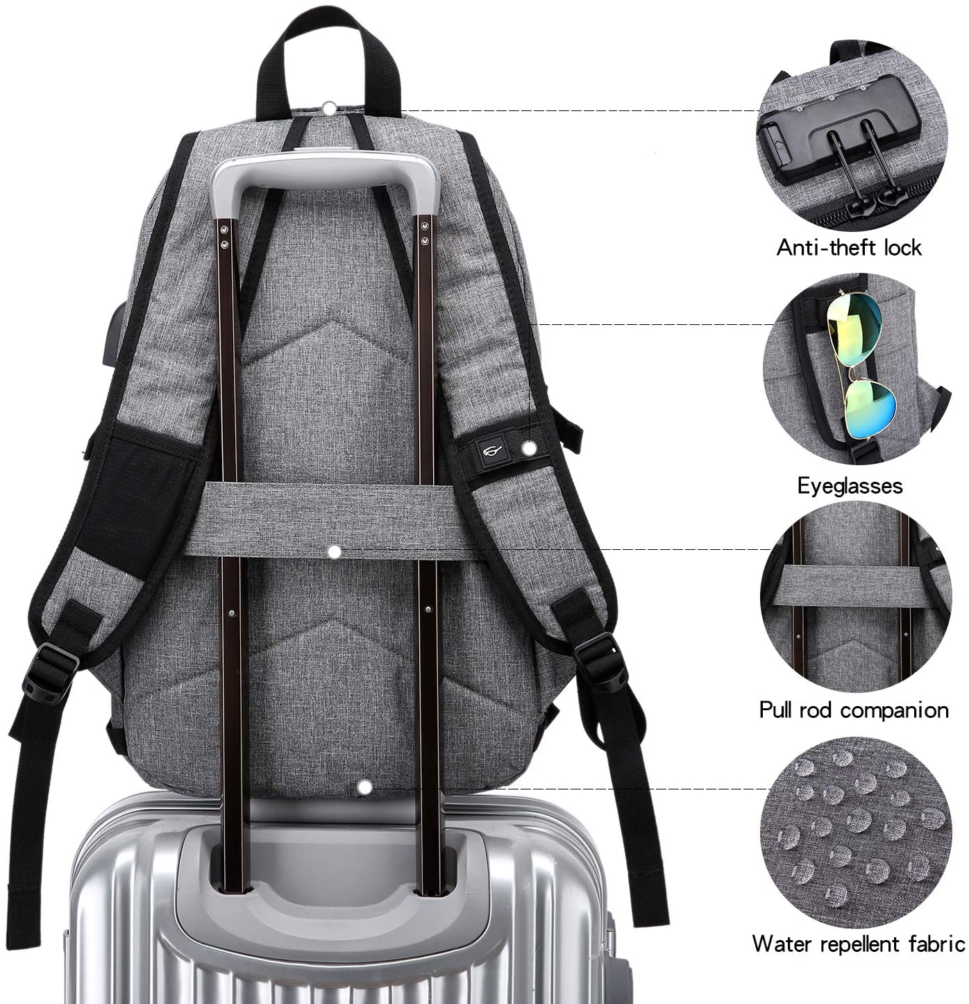 Laptop Backpack,Business Travel Anti Theft Backpack for Men Women with USB Charging Port