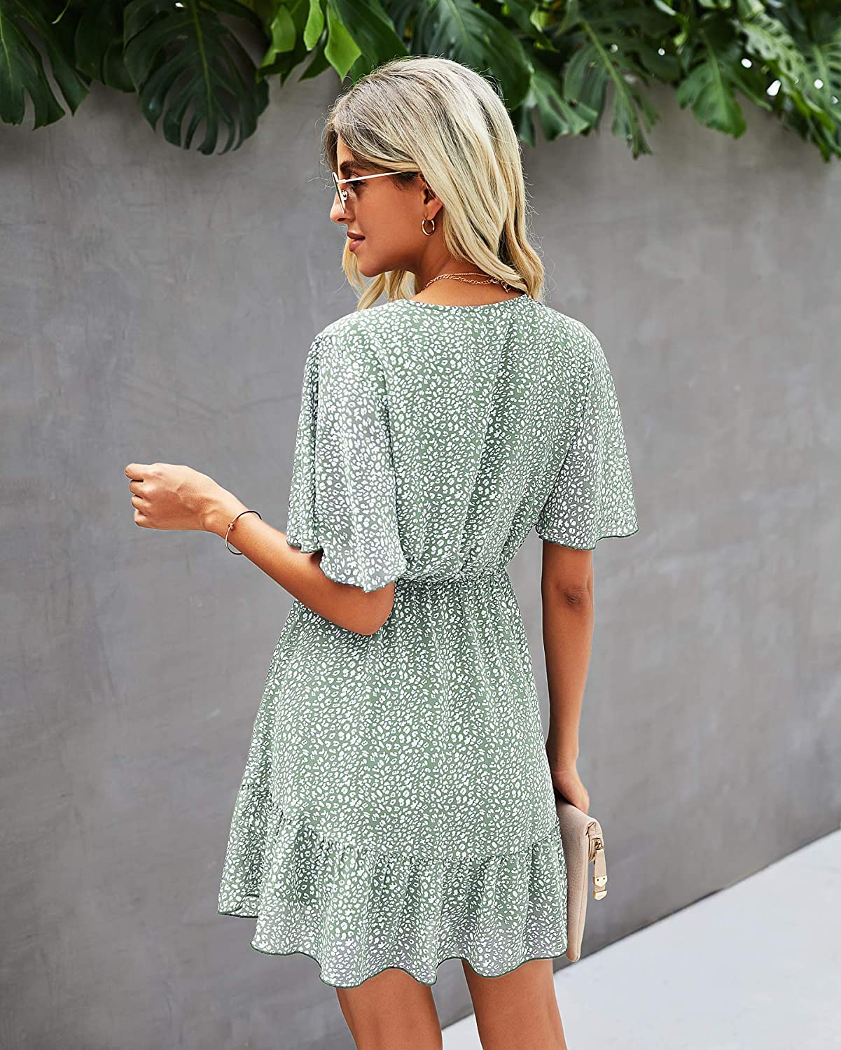 KIRUNDO 2021 Women’s Summer Short Sleeve Ruffle Floral Dress
