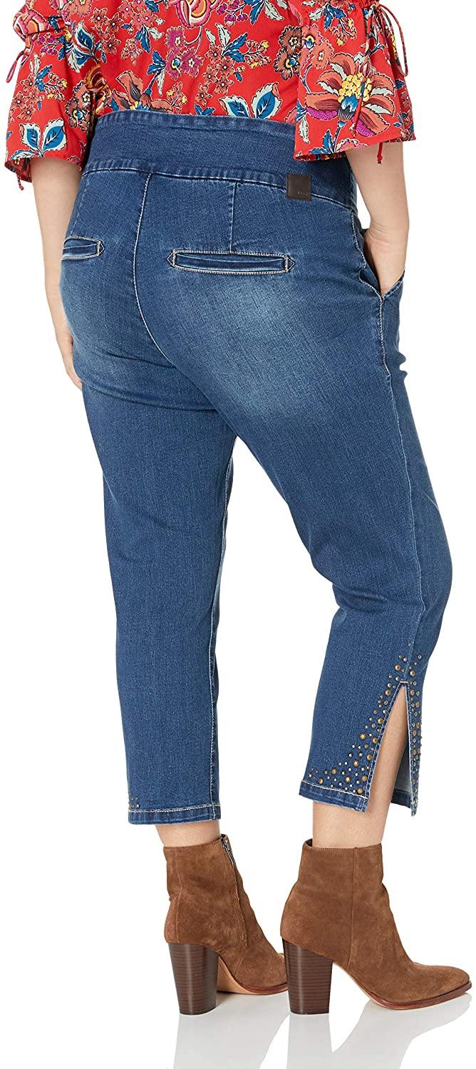 Jag Jeans Women's Plus Size Naomi Pull on Crop with Studs