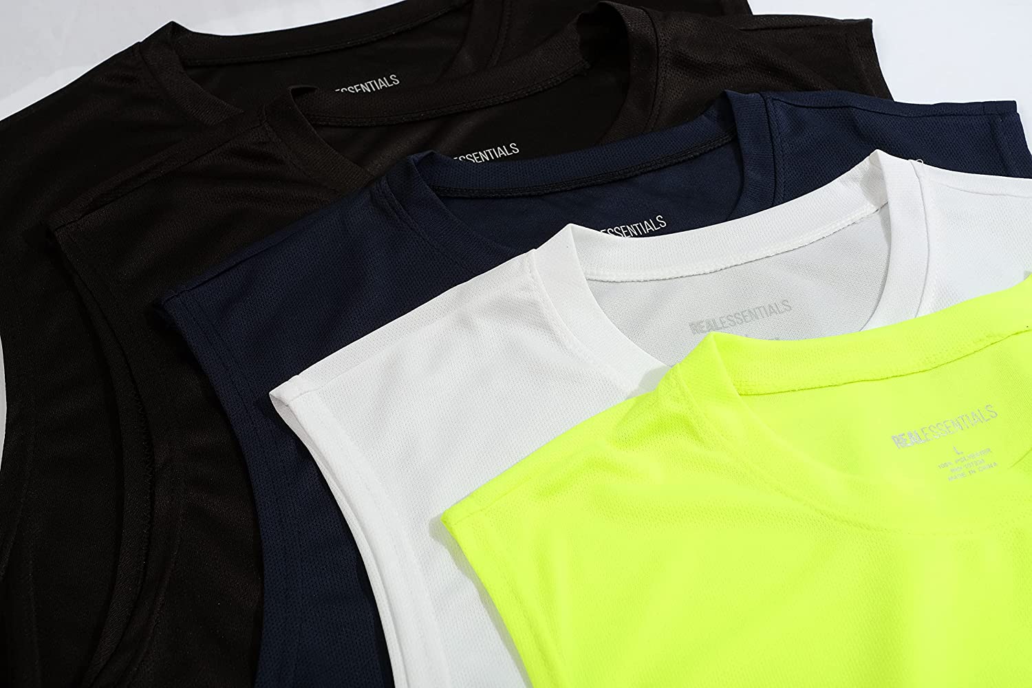 Real Essentials 5 Pack: Men's Mesh Active Athletic Tech Tank Top - Workout & Training Activewear