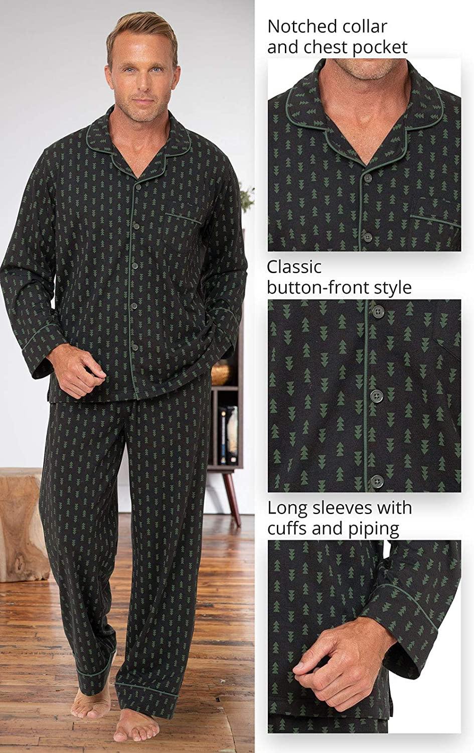 PajamaGram Classic Mens Pajamas Cotton - Men Pajamas Set