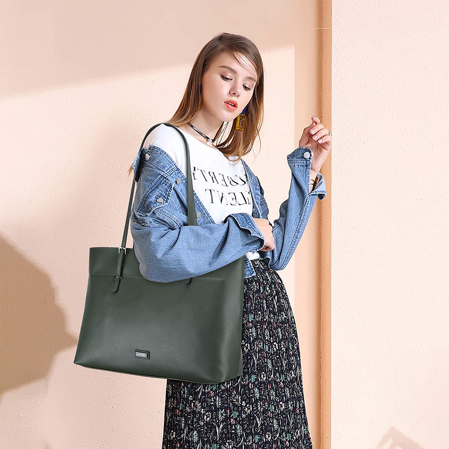 K.EYRE Women's Soft Faux Leather Tote Bag Purse Handbags Wallet Tote Shoulder Bag Purse Large Capacity