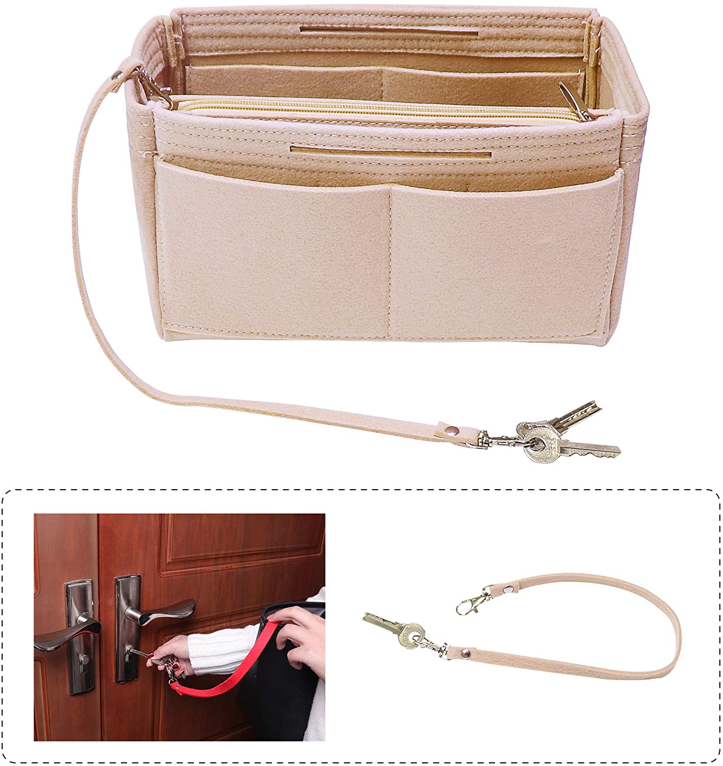 Purse Handbag Organizer Insert, MISIXILE Felt Bag Organizer with Handles