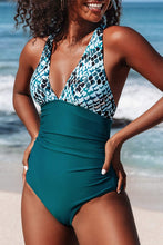 
                        
                          Load image into Gallery viewer, CUPSHE Women's One Piece Swimsuit V Neck Tummy Control Cross Back Vintage Swimwear Bathing Suits
                        
                      
