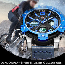 
                        
                          Load image into Gallery viewer, Mens Sport Watch Digital Analog Quartz Waterproof Multifunctional Military Leather Wrist Watches
                        
                      