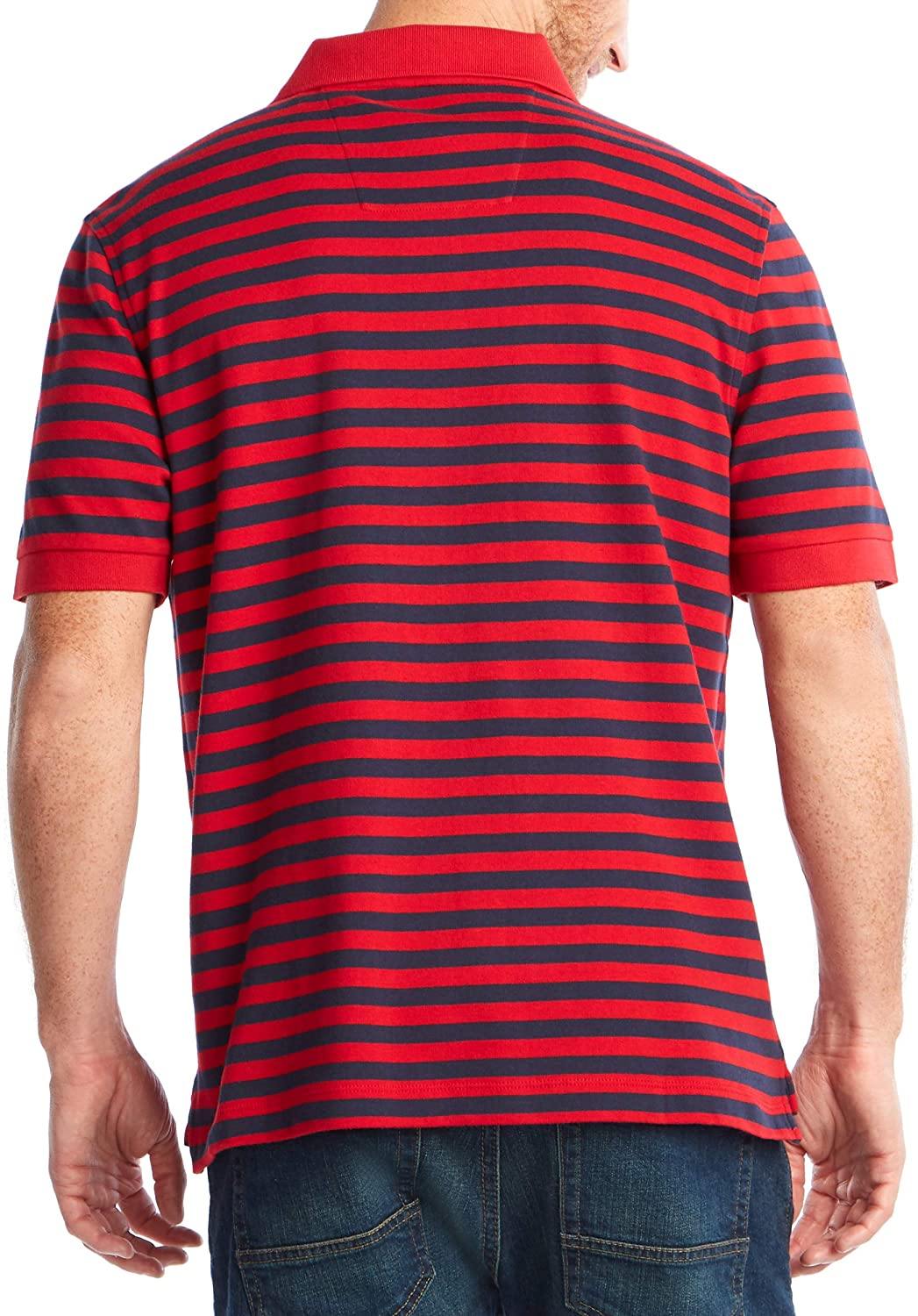 Nautica Men's Classic Fit 100% Cotton Soft Short Sleeve Stripe Polo Shirt - JOY2ESpree