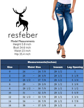 
                        
                          गैलरी व्यूवर में इमेज लोड करें, Resfeber Women's Ripped Boyfriend Jeans Cute Distressed Jeans Stretch Skinny Jeans with Hole
                        
                      