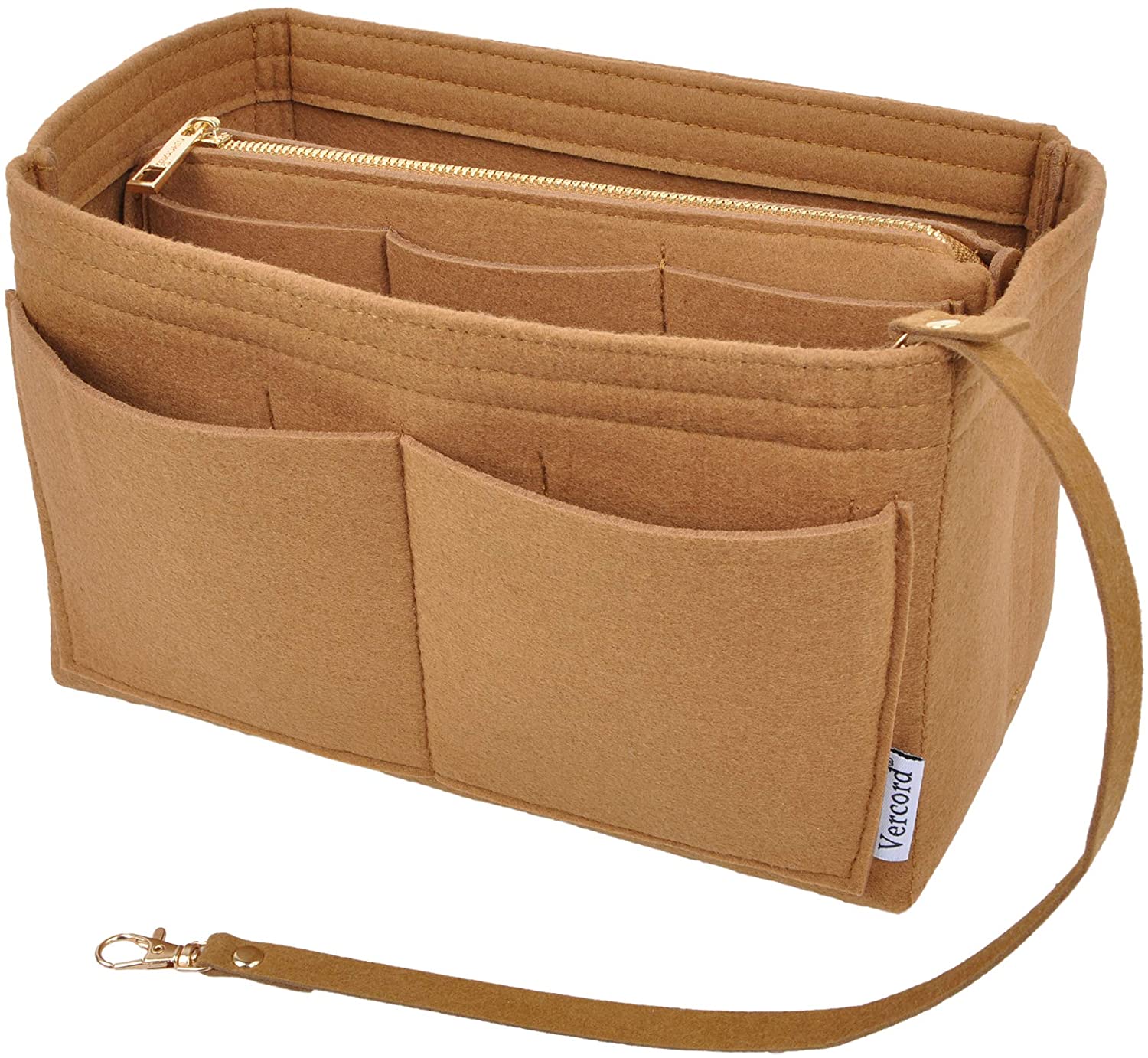 Vercord Felt Organizer Insert for Purse Handbag Tote Bag in Bag Inside Shaper Divider Neo Beige Small