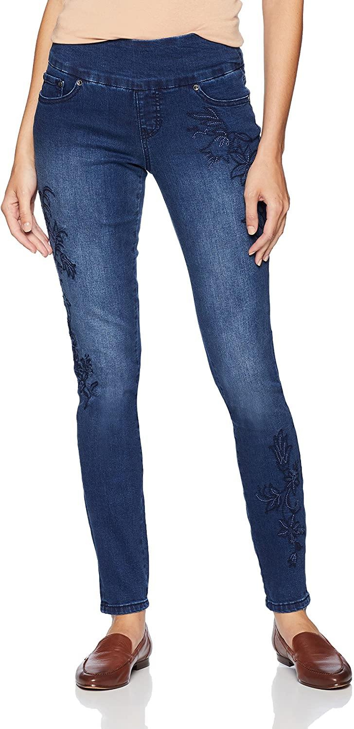 Jag Jeans Women's Nora Skinny Pull on Jean with Embroidery