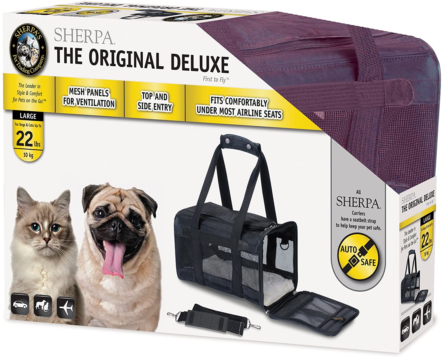 Sherpa Original Deluxe Airline Approved Pet Carrier, Medium, Black