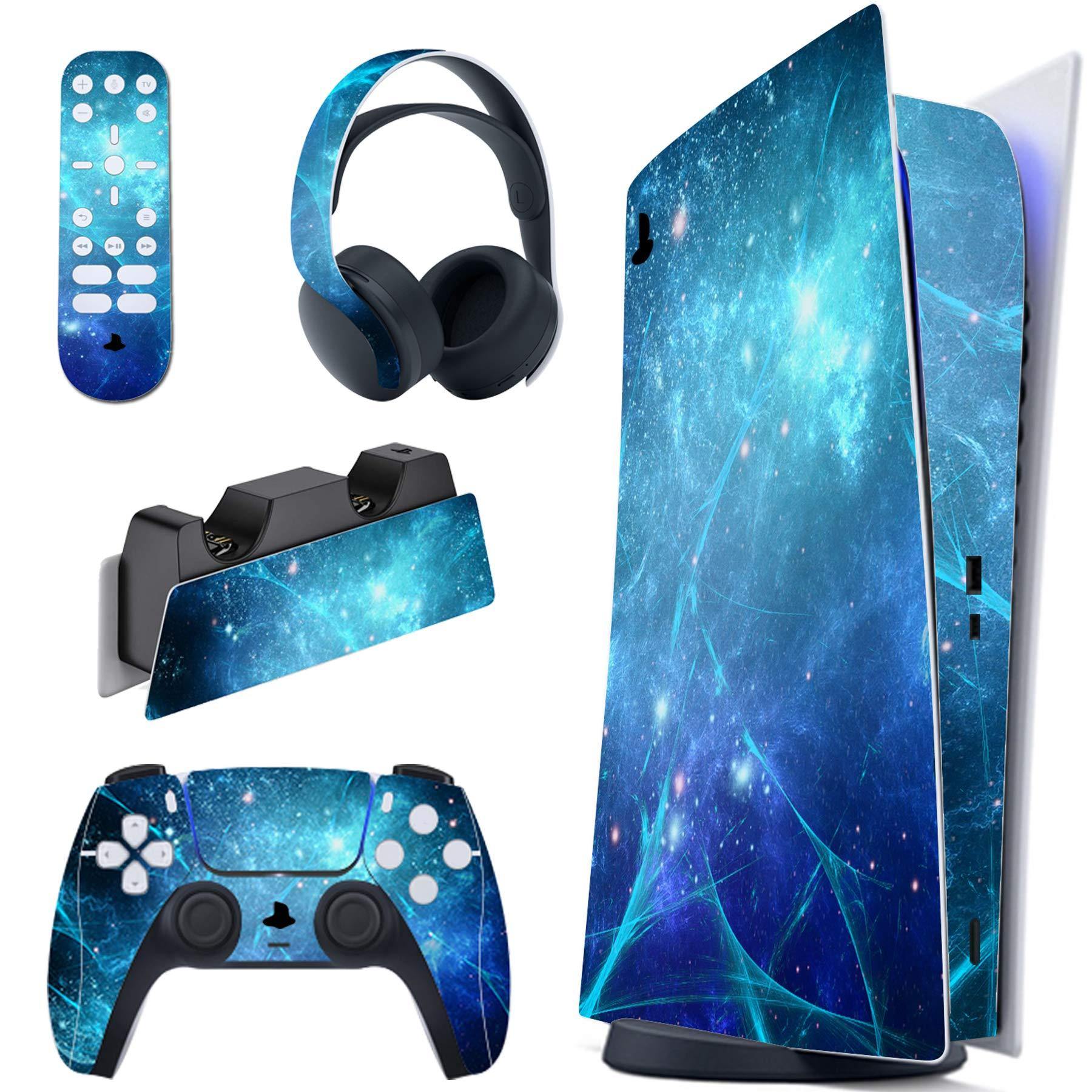 PlayVital Blue Nebula Full Set Skin Decal for PS5 Console Digital Edition - JOY2ESpree