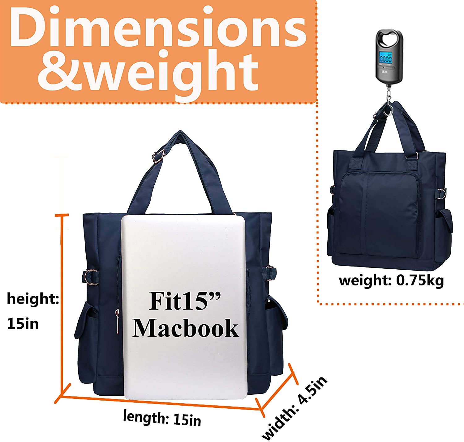 Canvas Tote Bag Waterproof Nylon Multi Pocket Shoulder Bags Laptop Work Bag Teacher Purse and Handbags for Women & Men