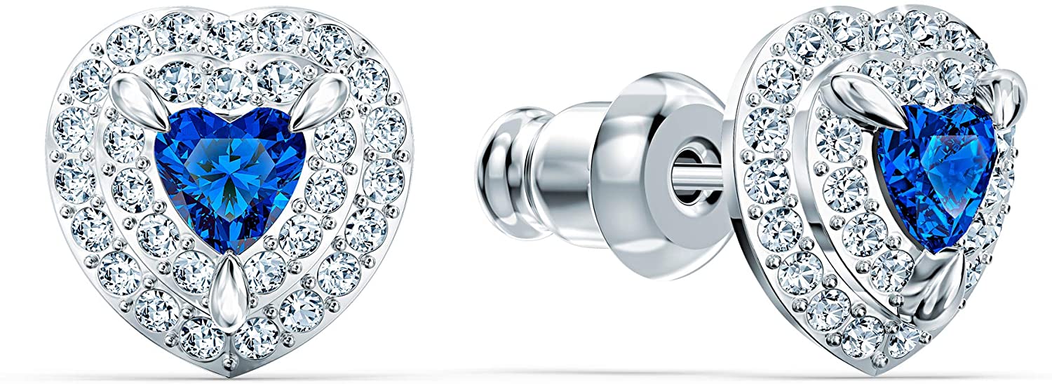 SWAROVSKI Women's One Heart Jewelry Collection, Rhodium Finish, Blue Crystals, Clear Crystals - JOY2ESpree