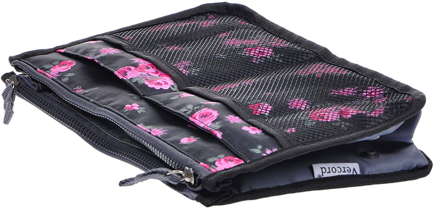 Vercord Purse Organizer Insert for Handbags Bag Organizers Inside Tote Pocketbook Women Nurse Nylon 13 Pockets Black Medium