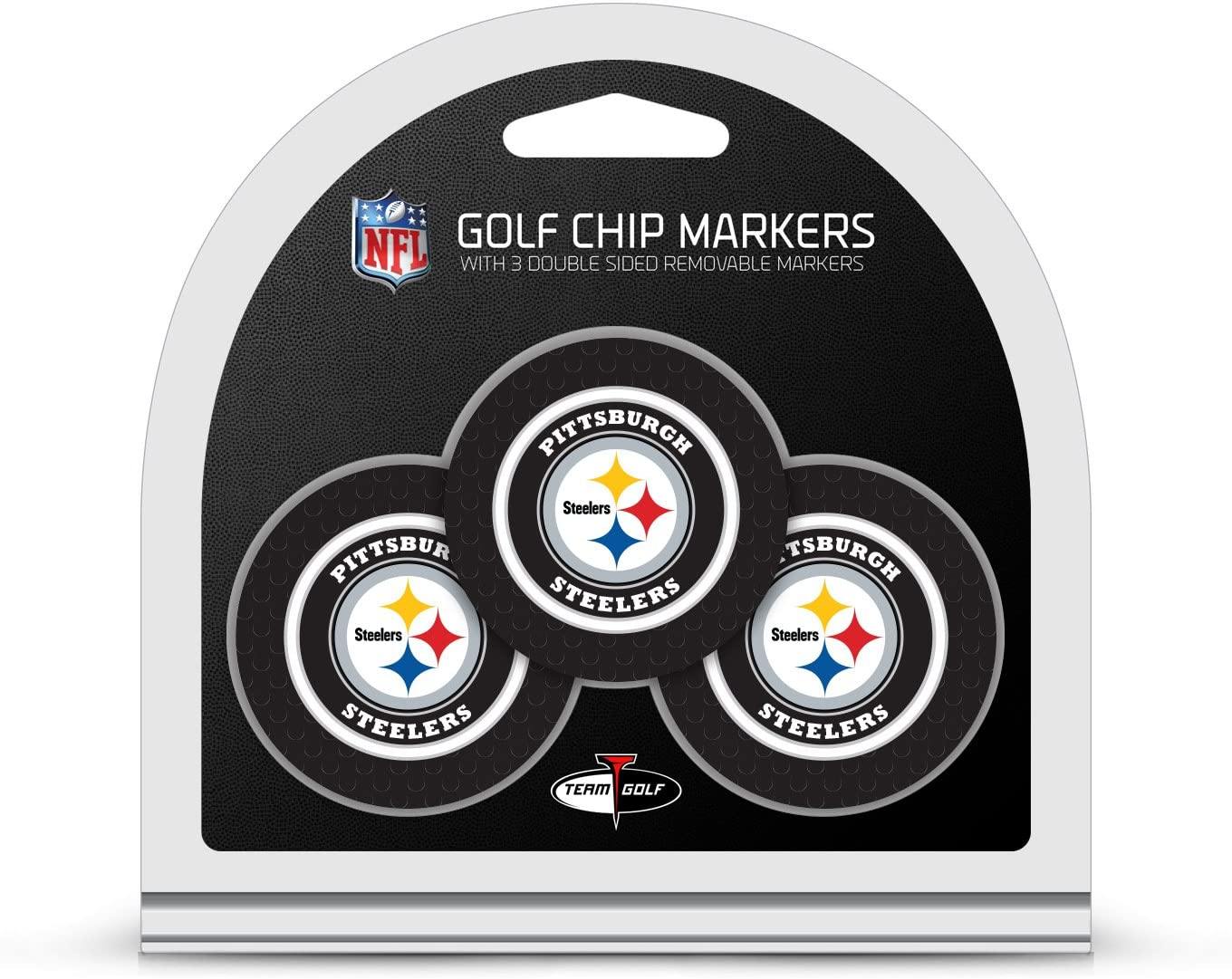 Team Golf NFL Golf Chip Ball Markers (3 Count), Poker Chip Size with Pop Out Smaller Double-Sided Enamel Markers - JOY2ESpree