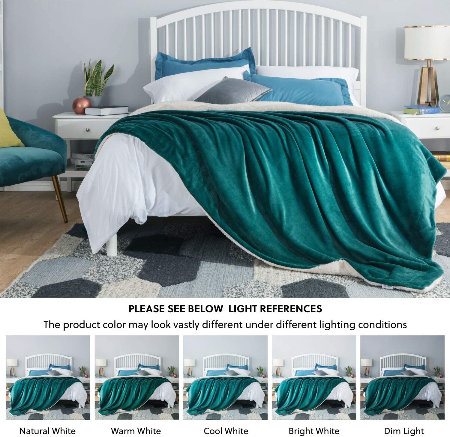 Bedsure Sherpa Fleece Blanket Throw Size Navy Lightweight Super Soft Cozy Luxury Bed Blanket Microfiber