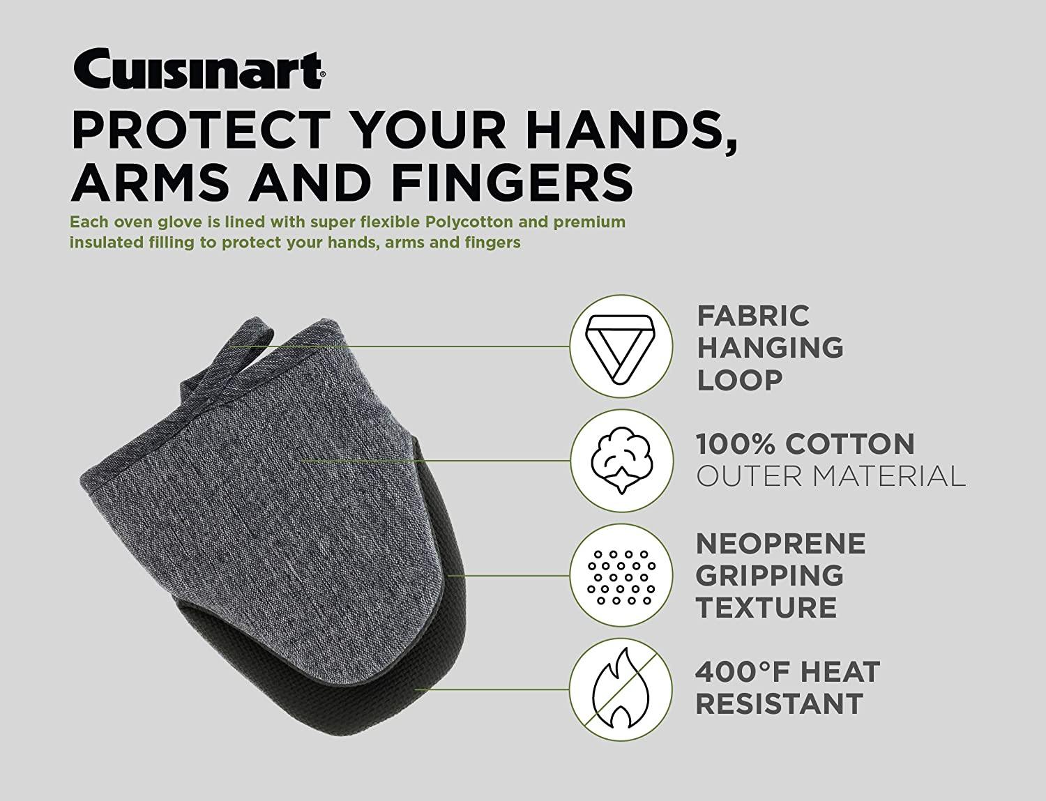 Cuisinart Chambray Neoprene Mini Oven Mitts, 2 Pack – Heat Resistant to 400 F . - JOY2ESpree