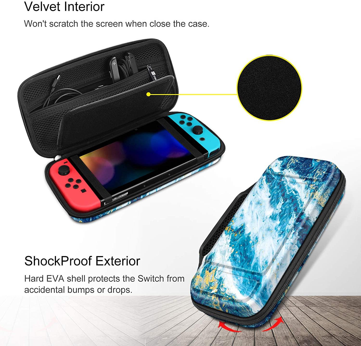 Fintie Carry Case for Nintendo Switch - [Shockproof] Hard Shell Protective Cover Travel Bag w/10 Game Card Slots - JOY2ESpree